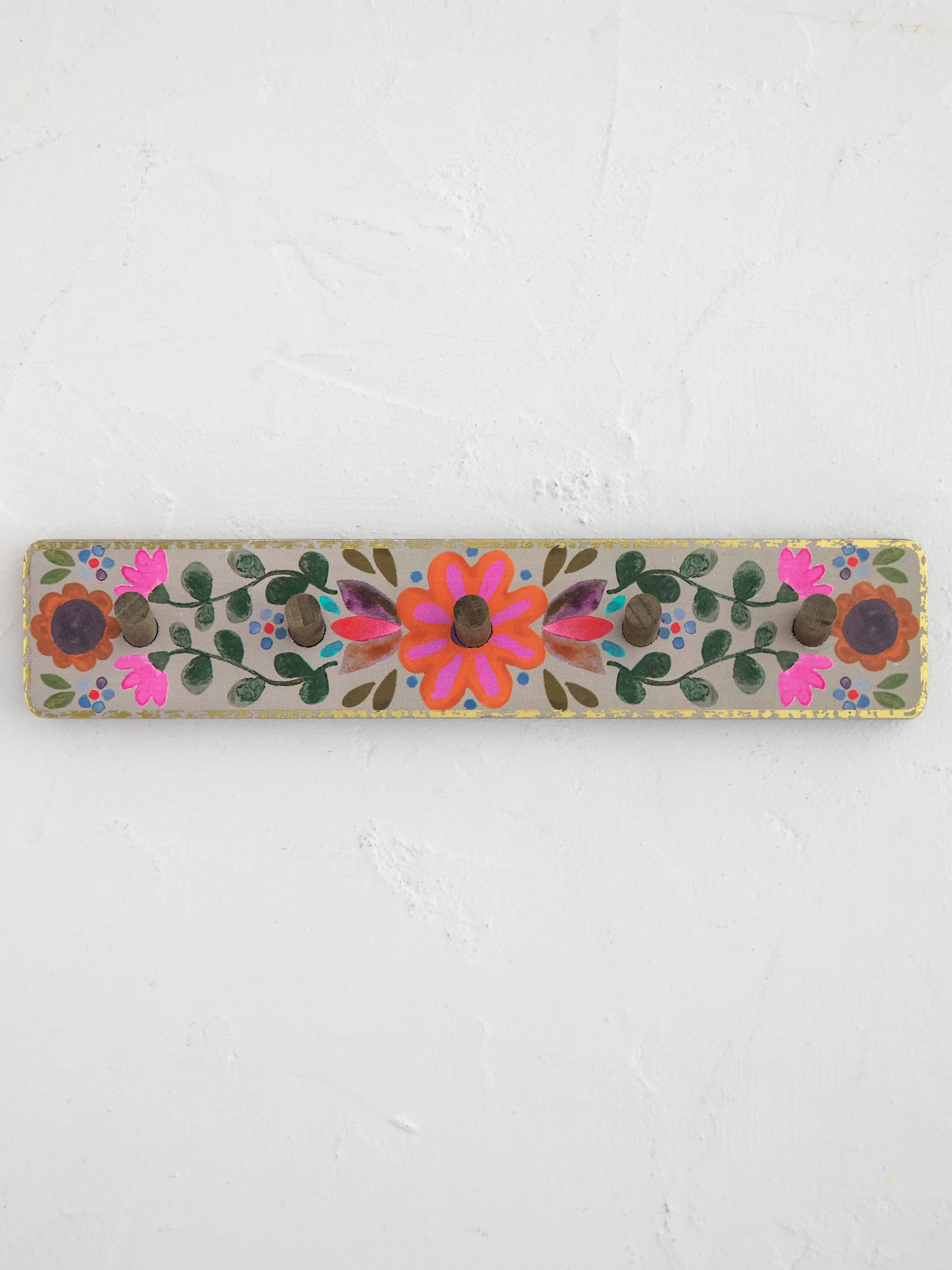 Floral Wall Hook Rack - Pink Flower - Image 3
