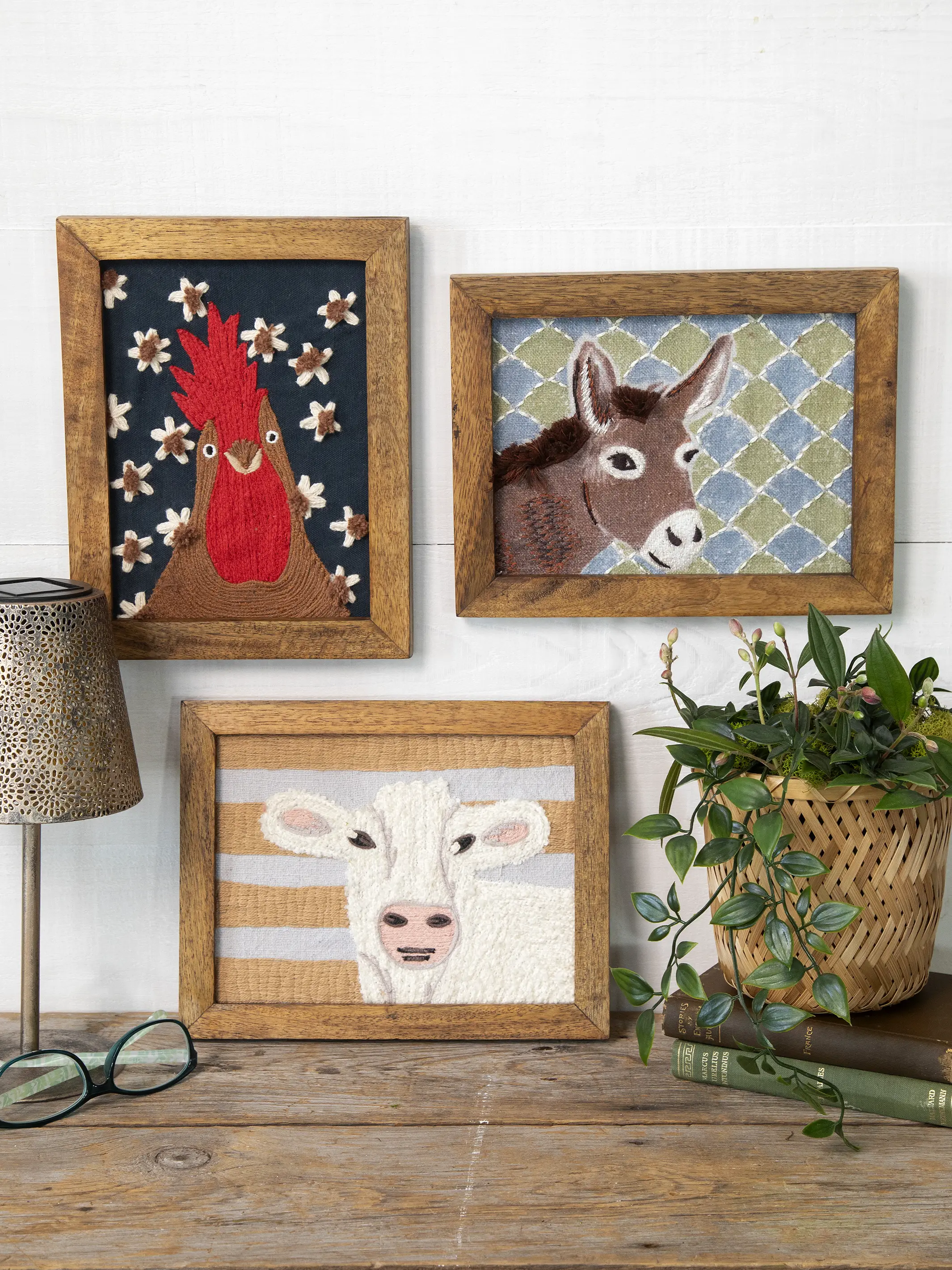 Framed Cotton Embroidered Art - Chicken - Image 2