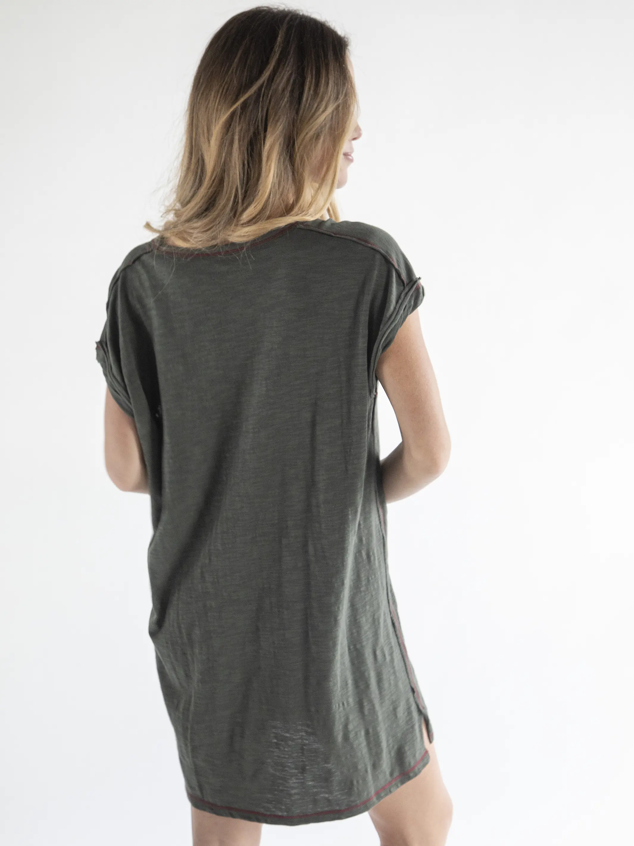 Frankie Knit Cotton Tee Mini Dress - Folk Flower - Image 3