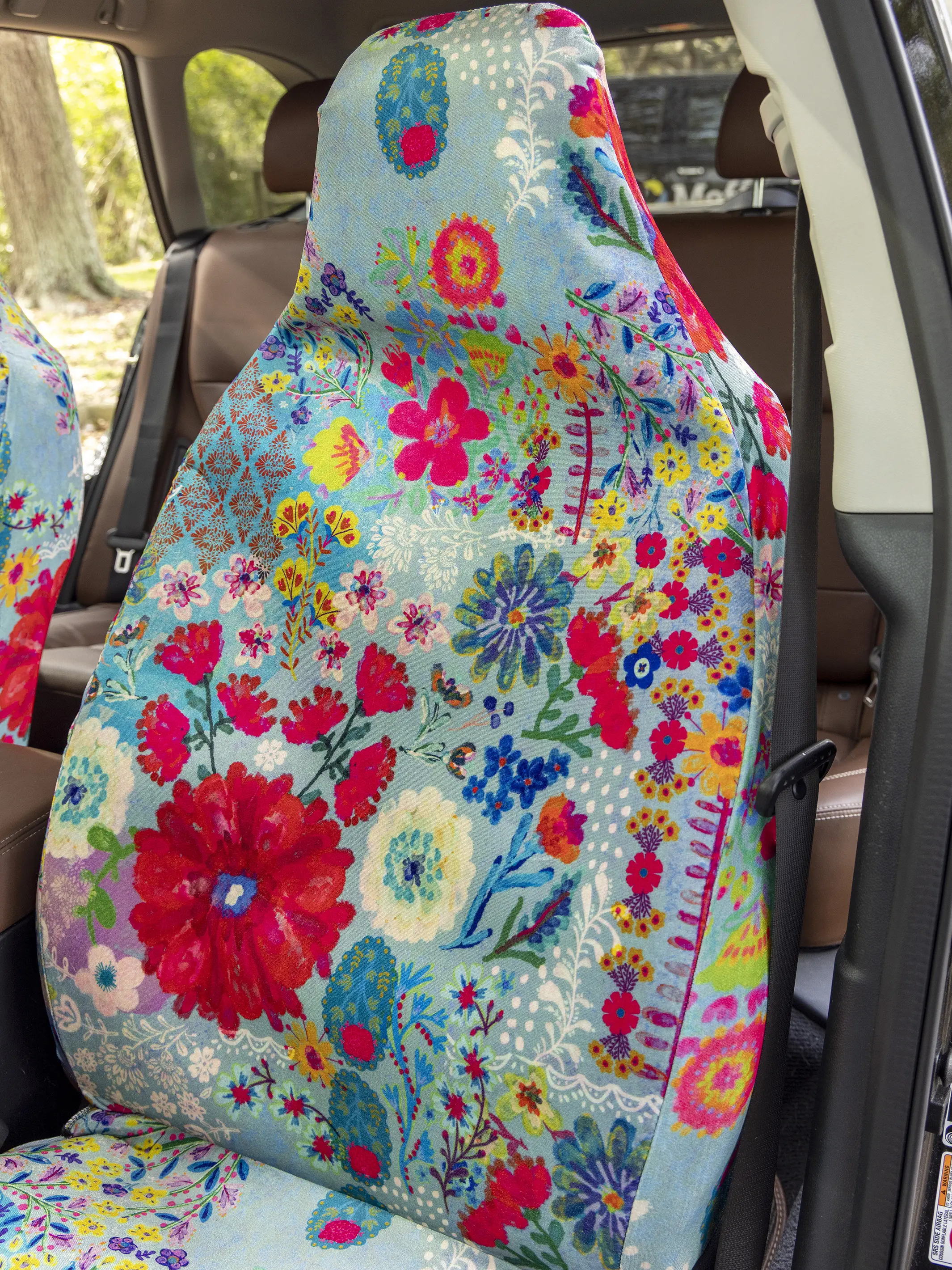 Front Car Seat Cover, Set of 2 - Blue Garden Patchwork - Image 2