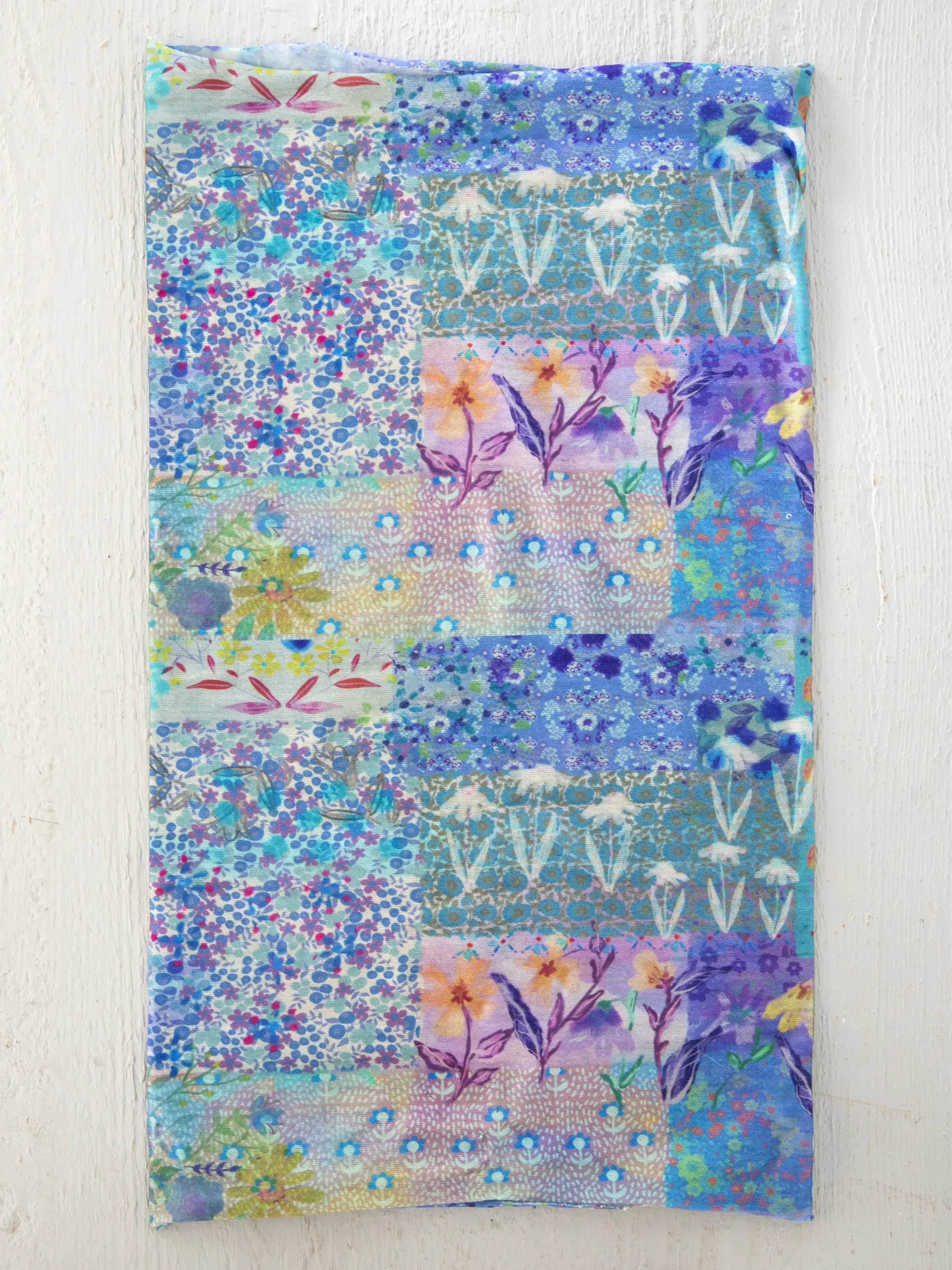 Full Boho Bandeau® Headband - Blue Watercolor Patchwork - Image 2