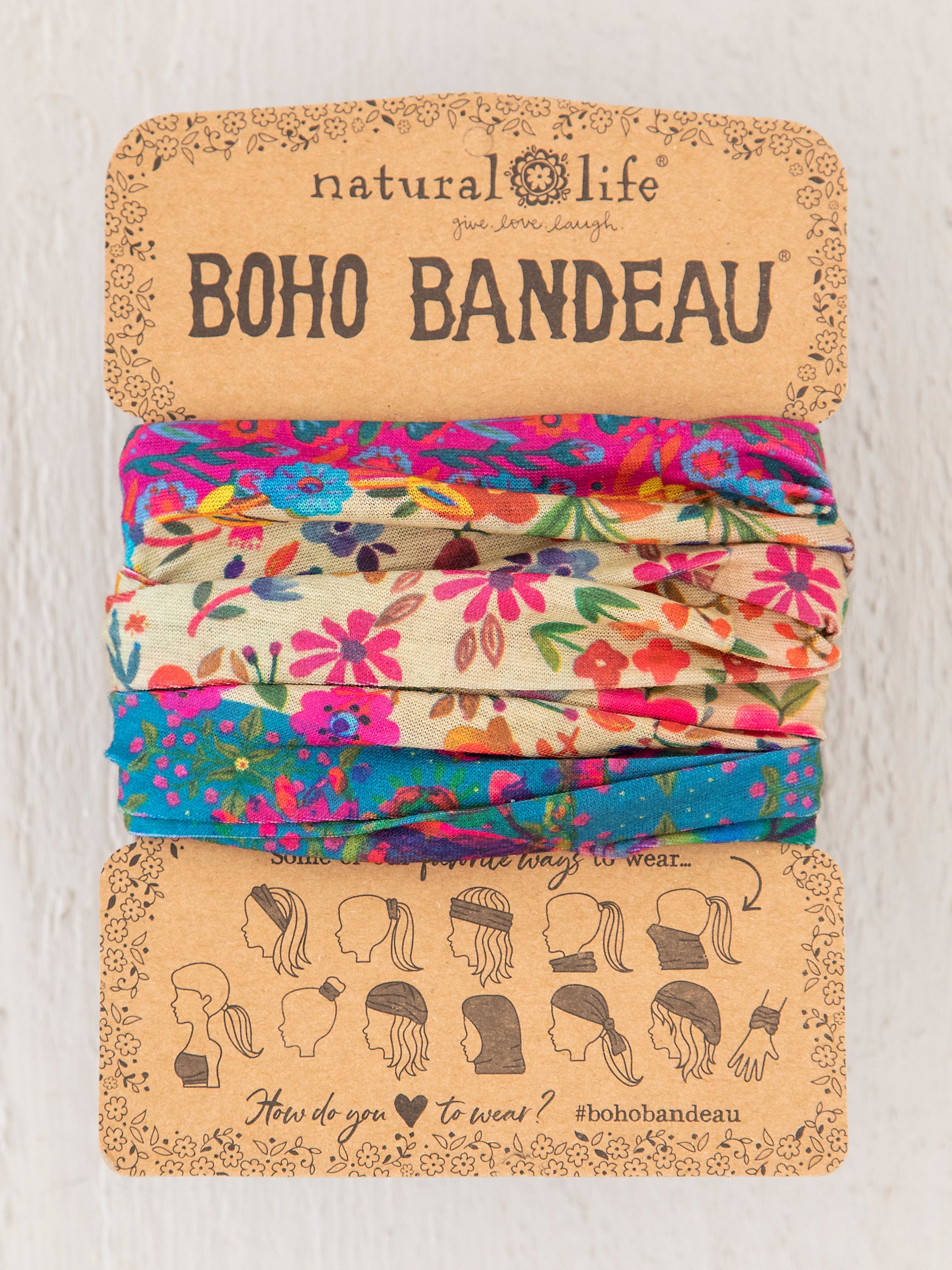 Full Boho Bandeau® Headband - Floral Border - Image 2