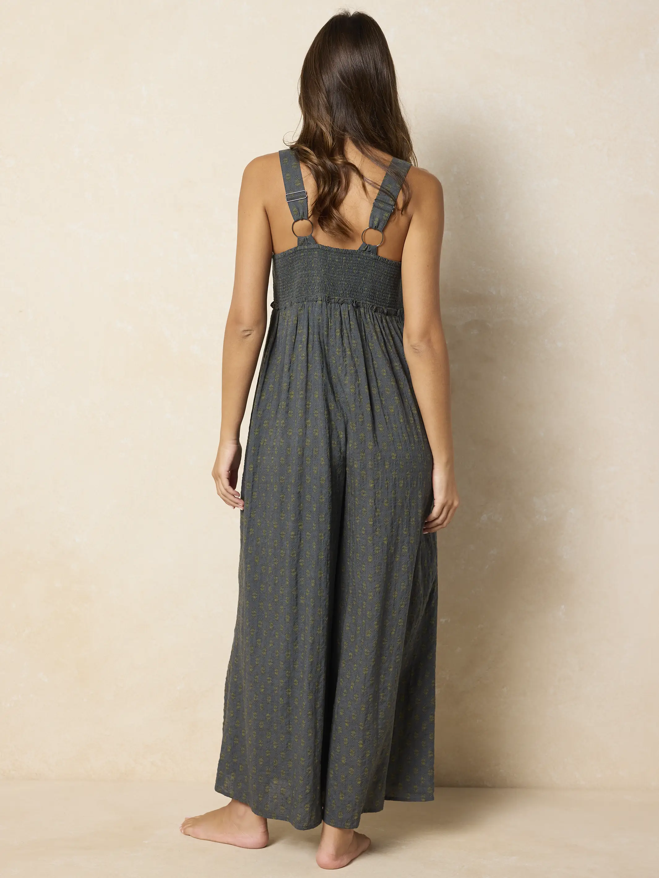Gabi Embroidered Jumpsuit - Alma Stamp Charcoal - Image 4
