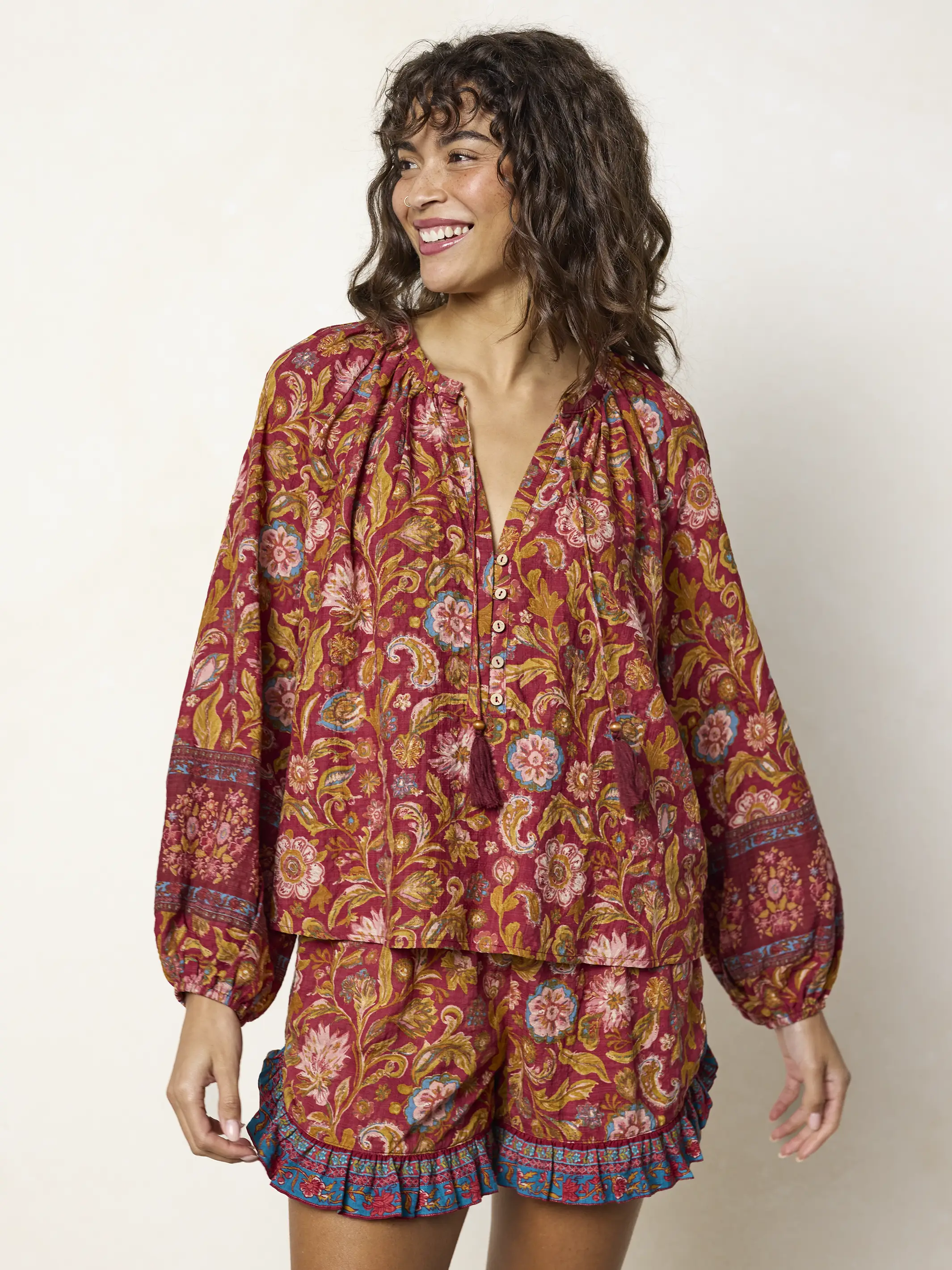 Get Up & Go Top - Sunnyfield Floral Red - Image 5