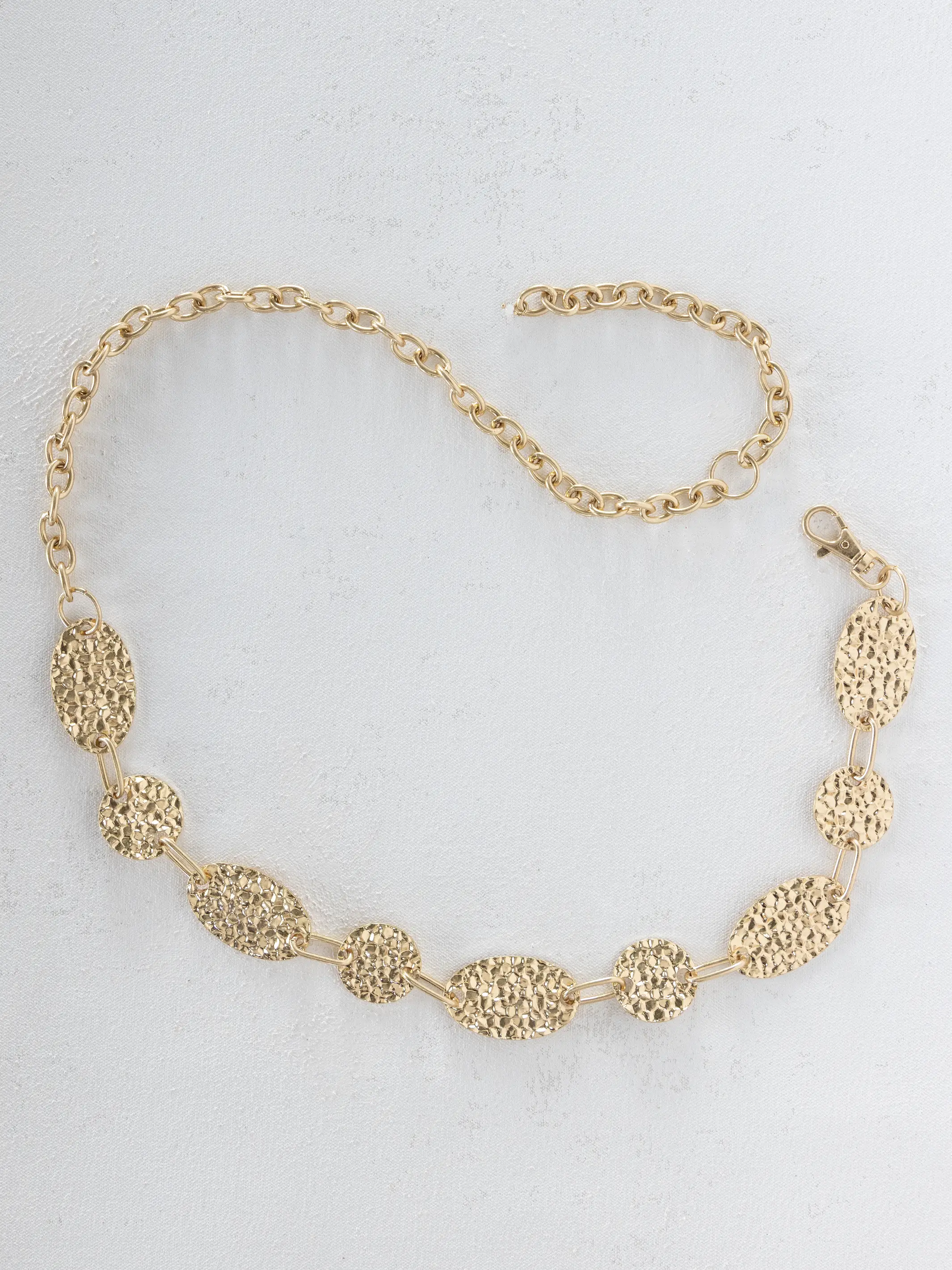 Gold Hammered Chain Belt - Oval - Image 2