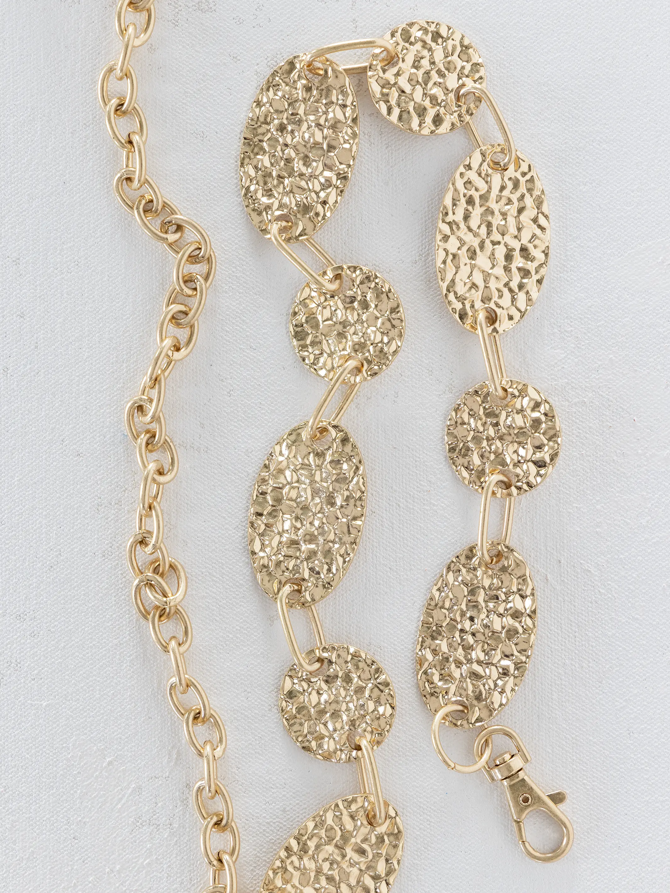 Gold Hammered Chain Belt - Oval - Image 3