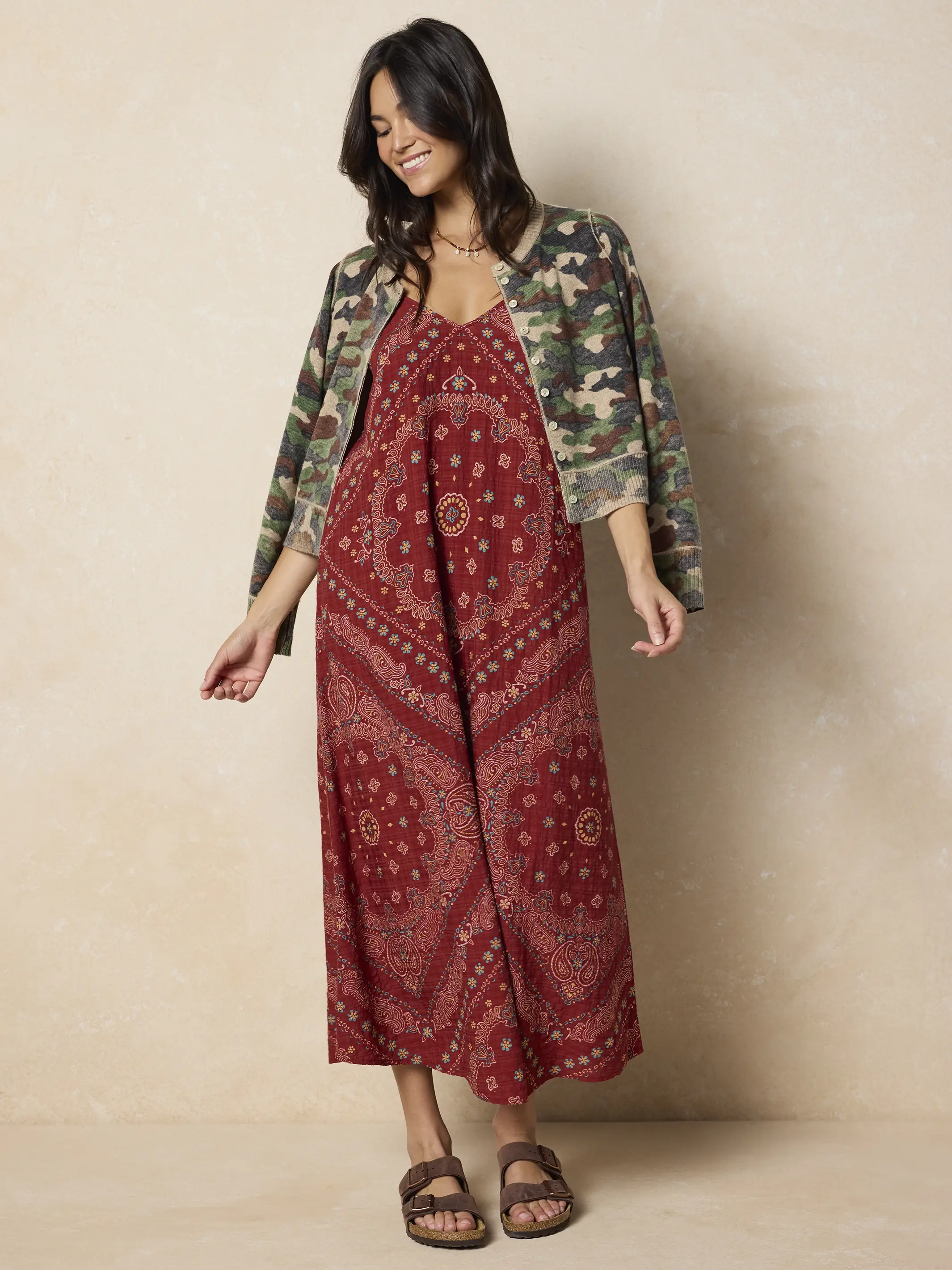 Gracie Slip Maxi Dress - Brick Red Bandana - Image 5