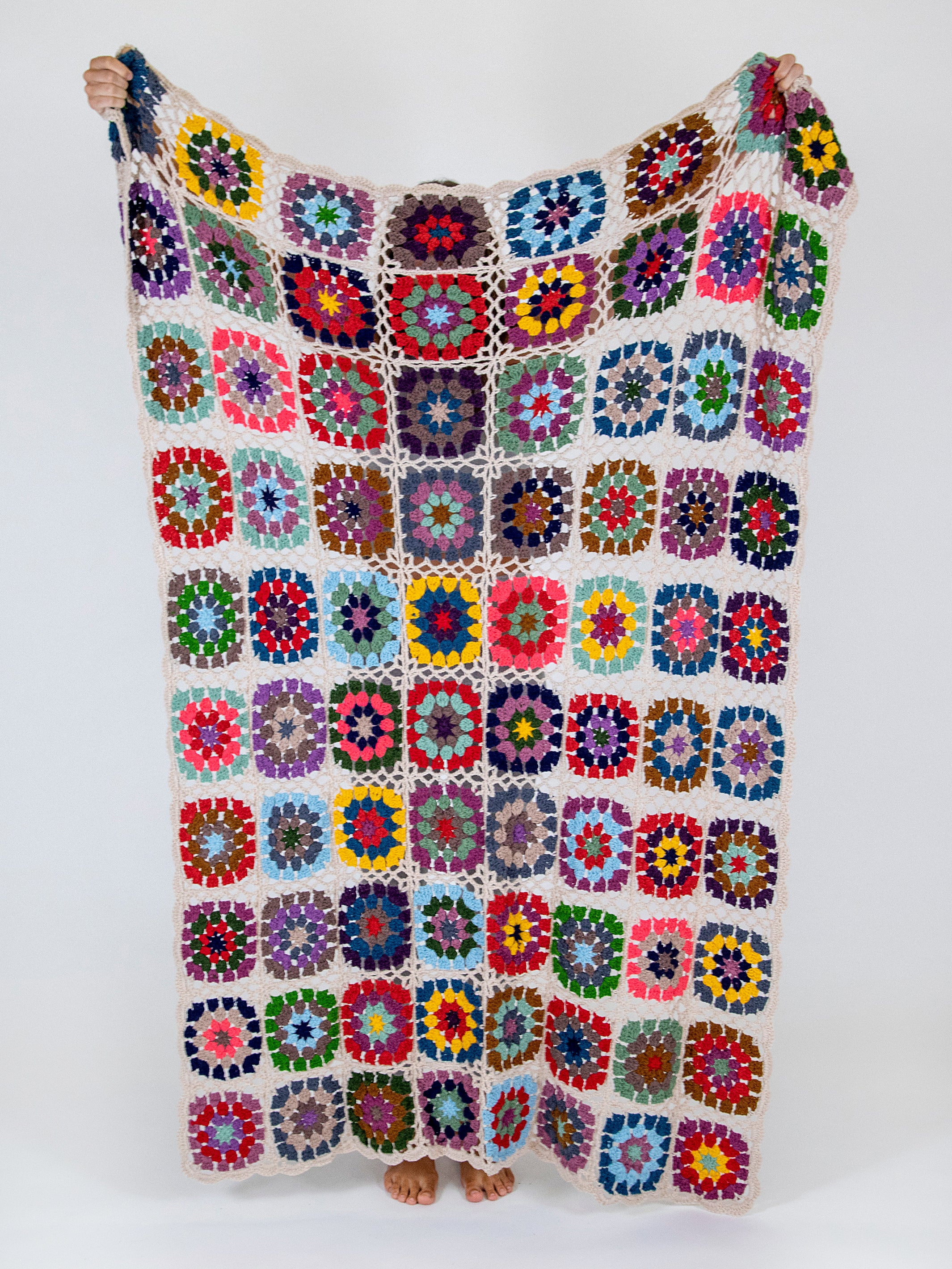 Granny Square Crochet Throw Blanket - Multicolored - Image 3