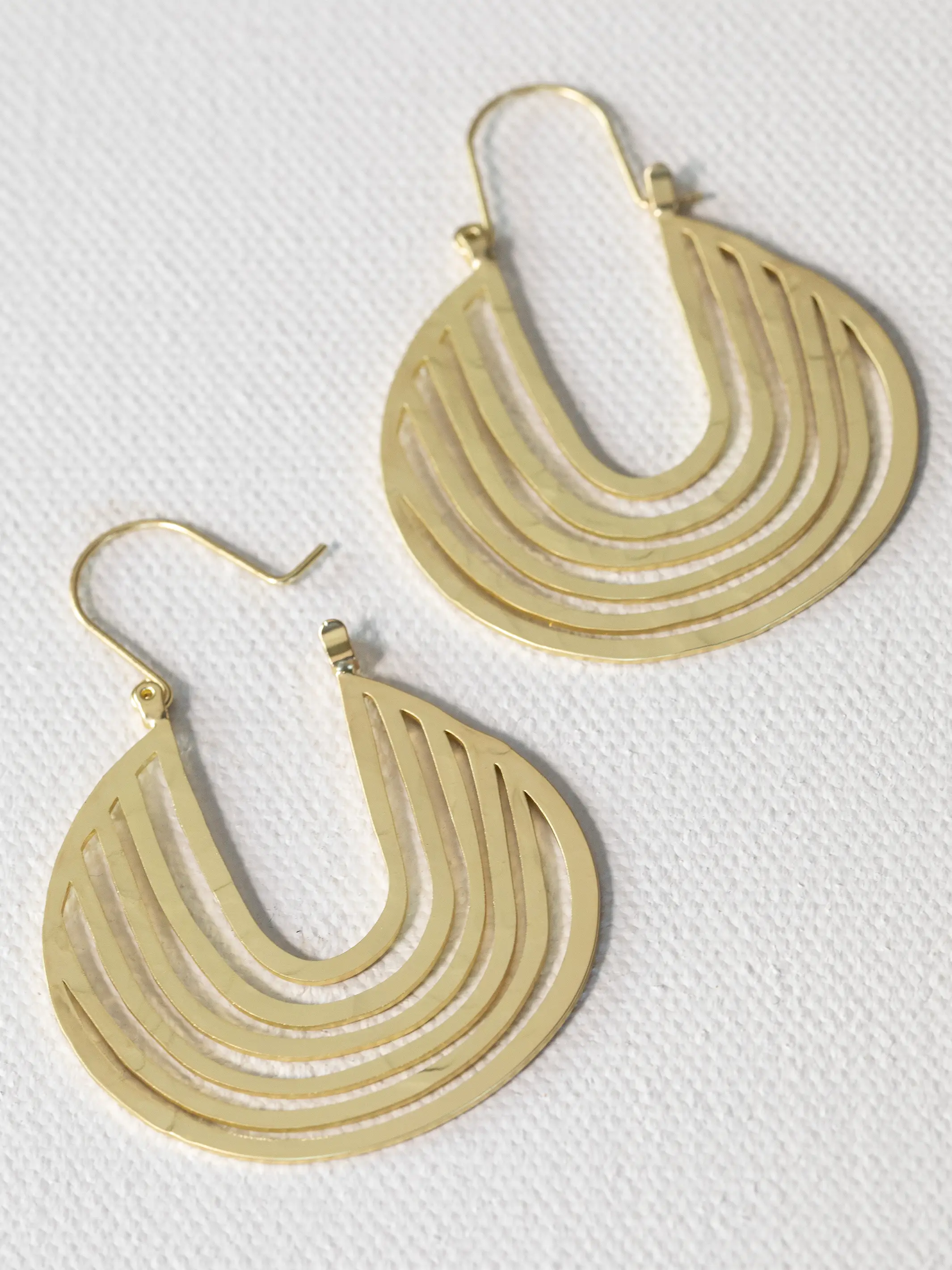 Hammered Hoop Earrings - Gold - Image 3