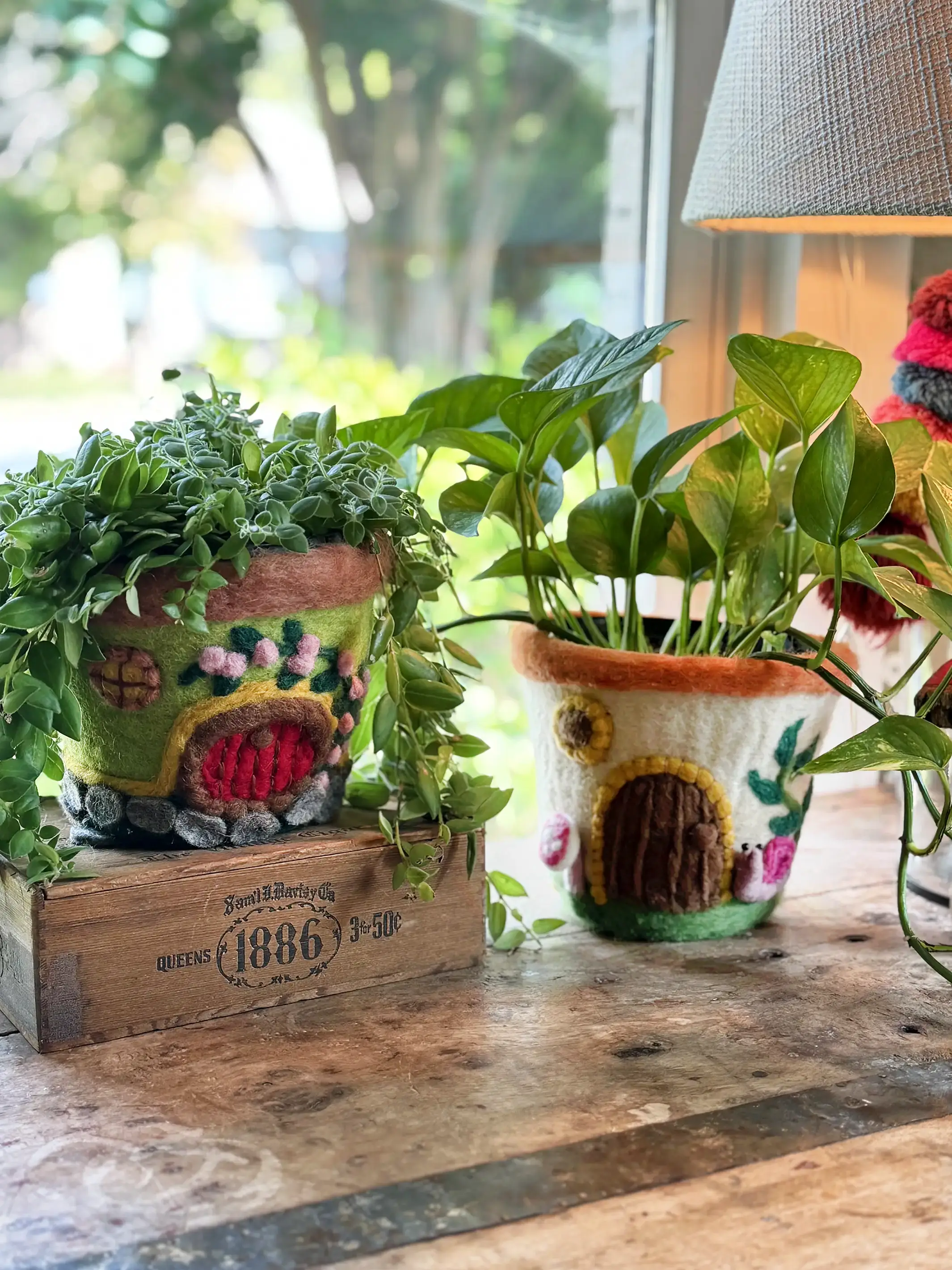 Hand Felted Wool Planter - Mushroom House - Image 4