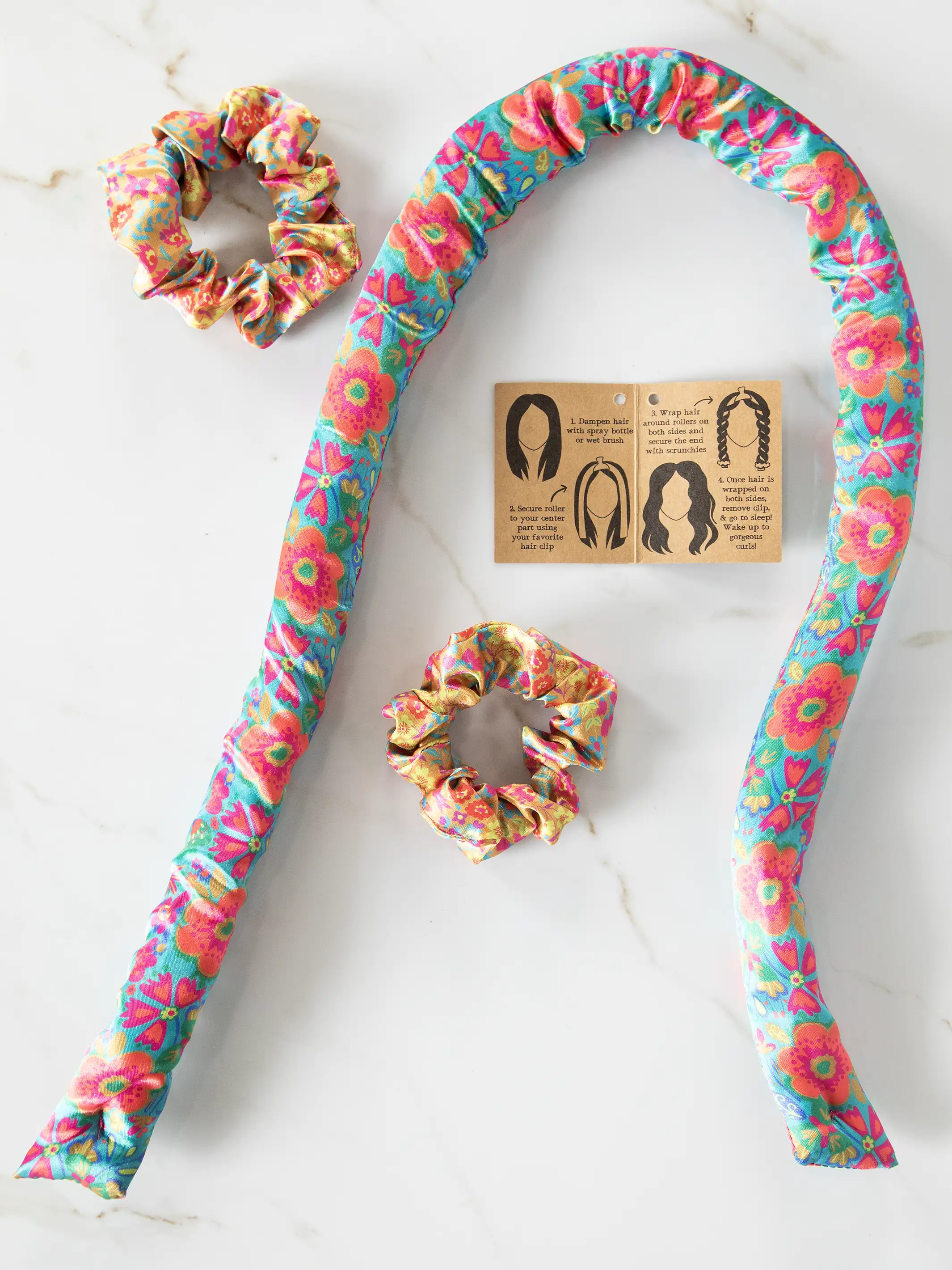 Heatless Hair Curler - Teal Floral - Image 2
