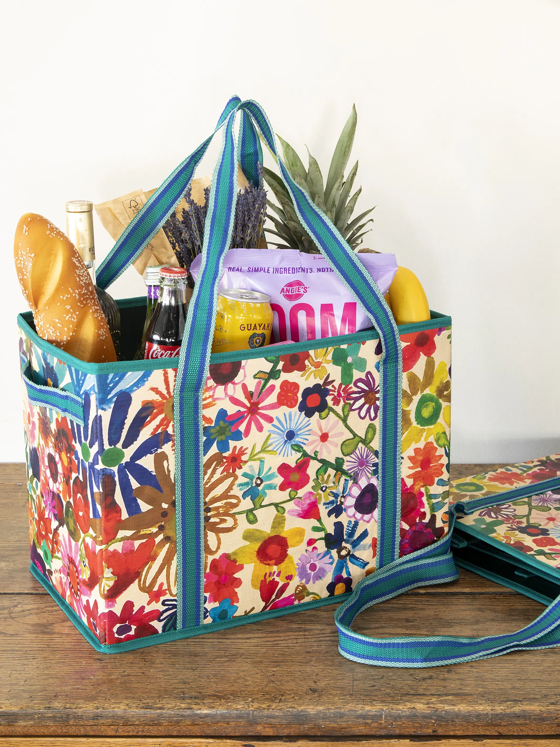 Heavy Duty Grocery & Go Bags, Set of 2 - Bright Floral Garden - Image 2