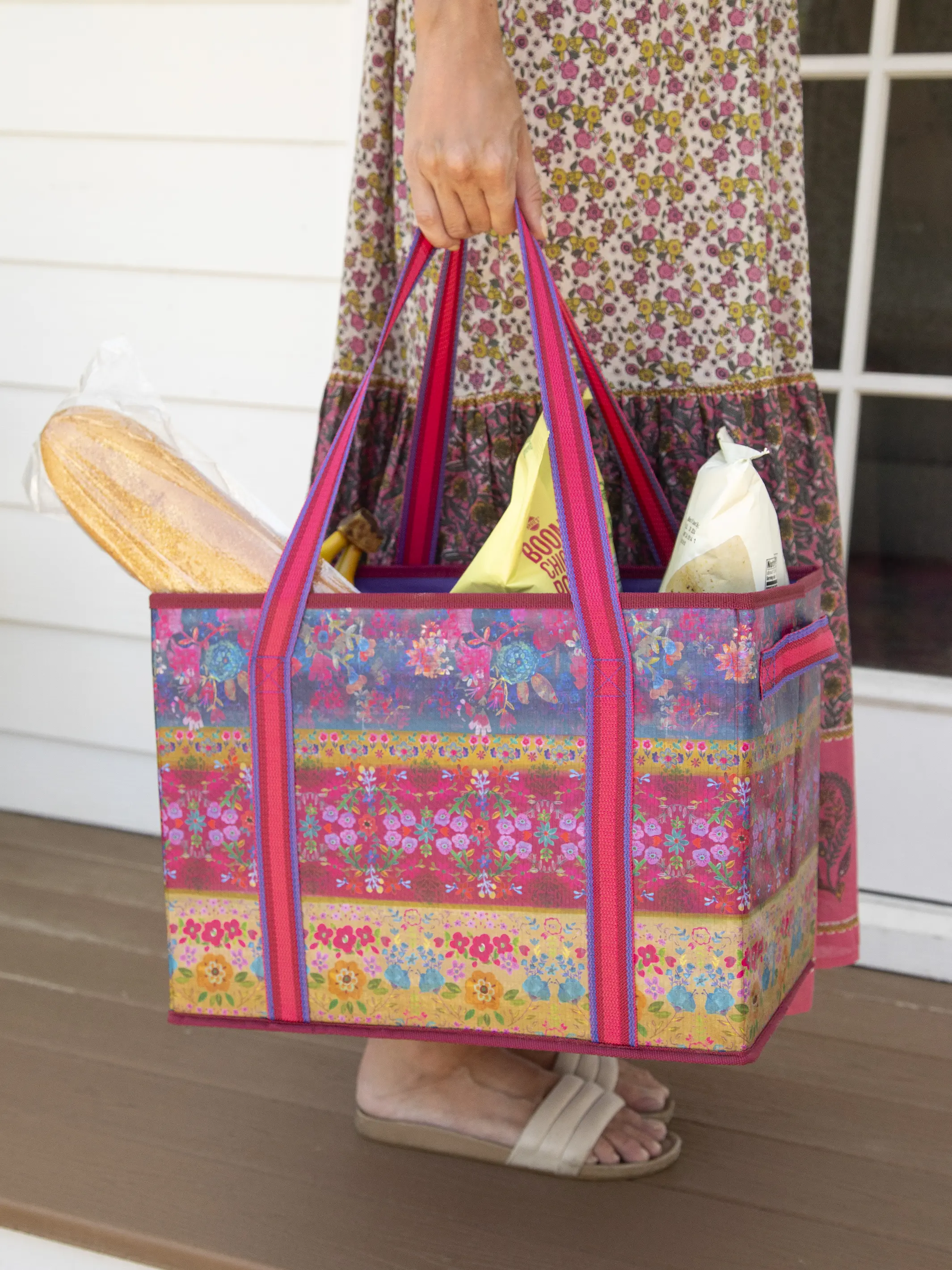 Heavy Duty Grocery & Go Bags, Set of 2 - Jewel Border - Image 2