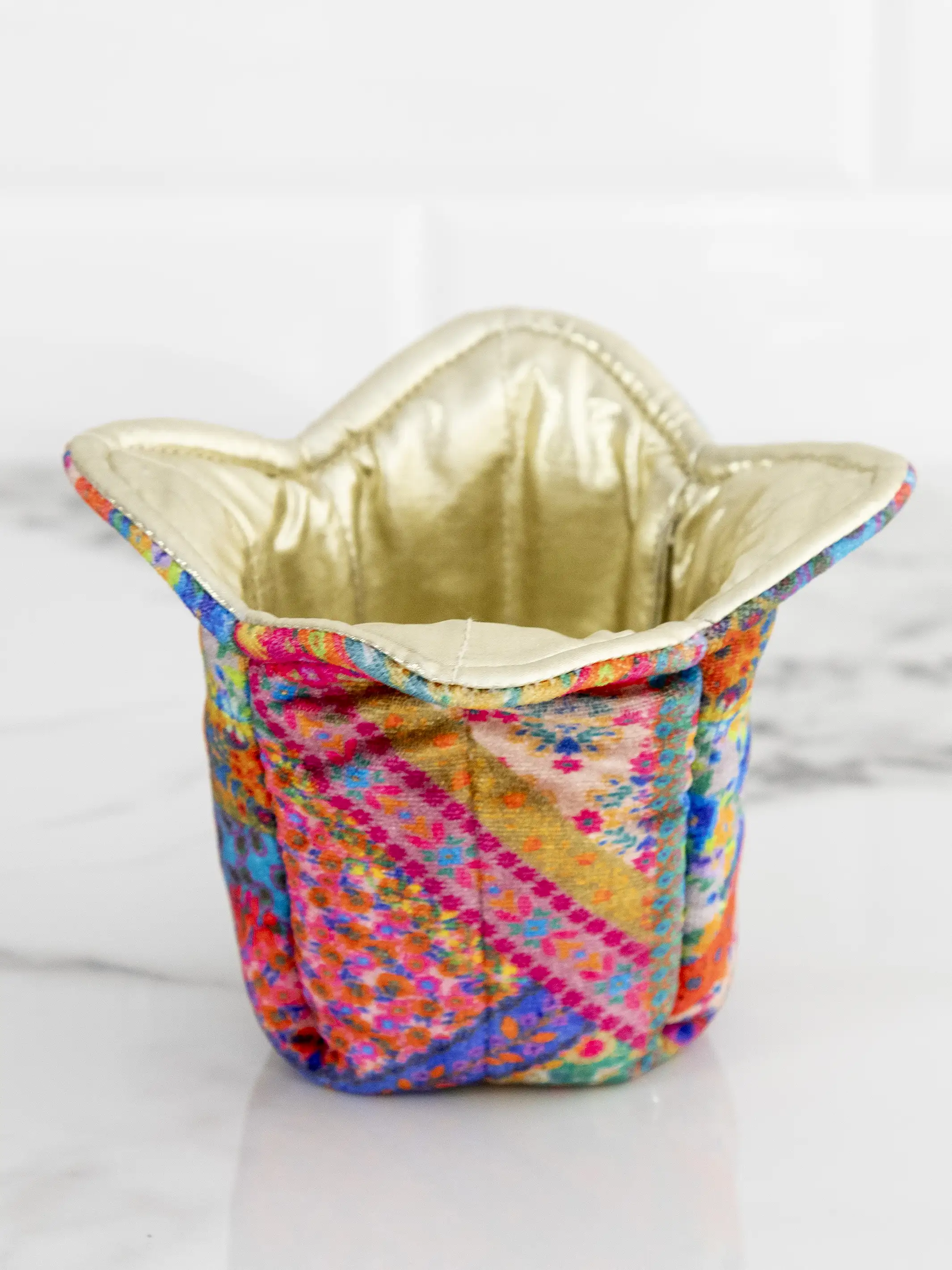 Ice Cream Cozy - Pink Folk Flower Patchwork - Image 3