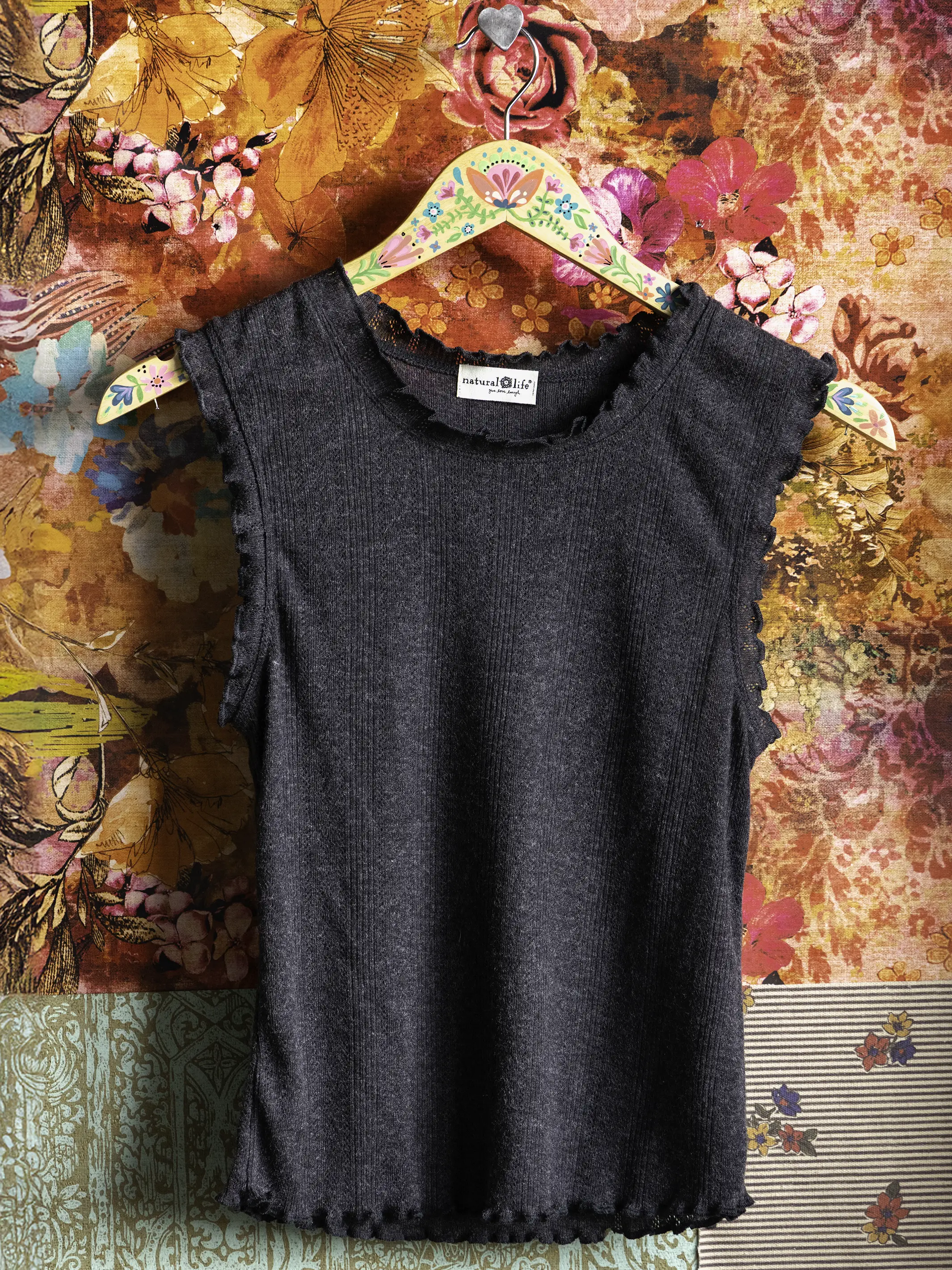 Janie Pointelle Tank - Charcoal - Image 2