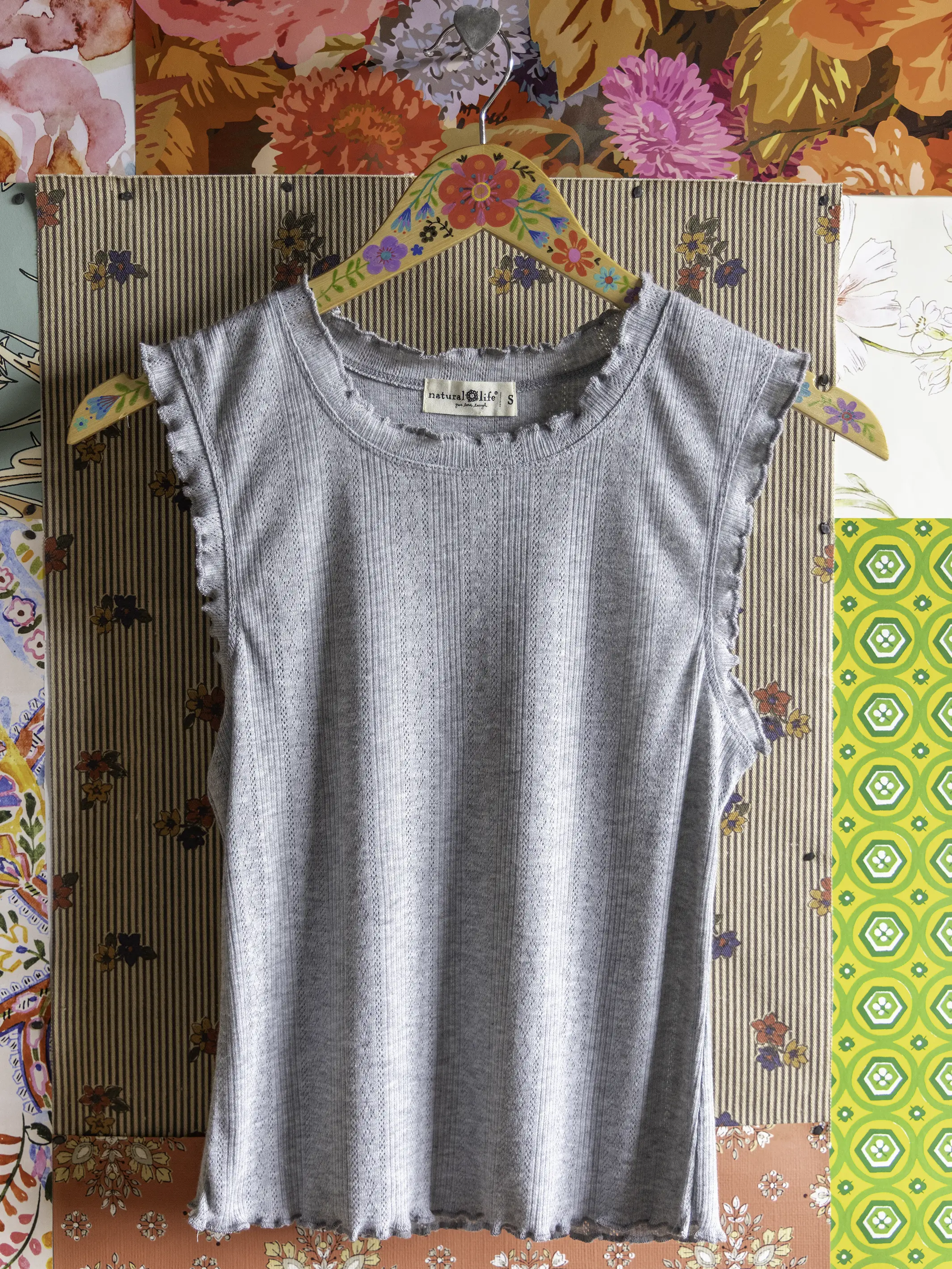 Janie Pointelle Tank - Heather Grey - Image 2