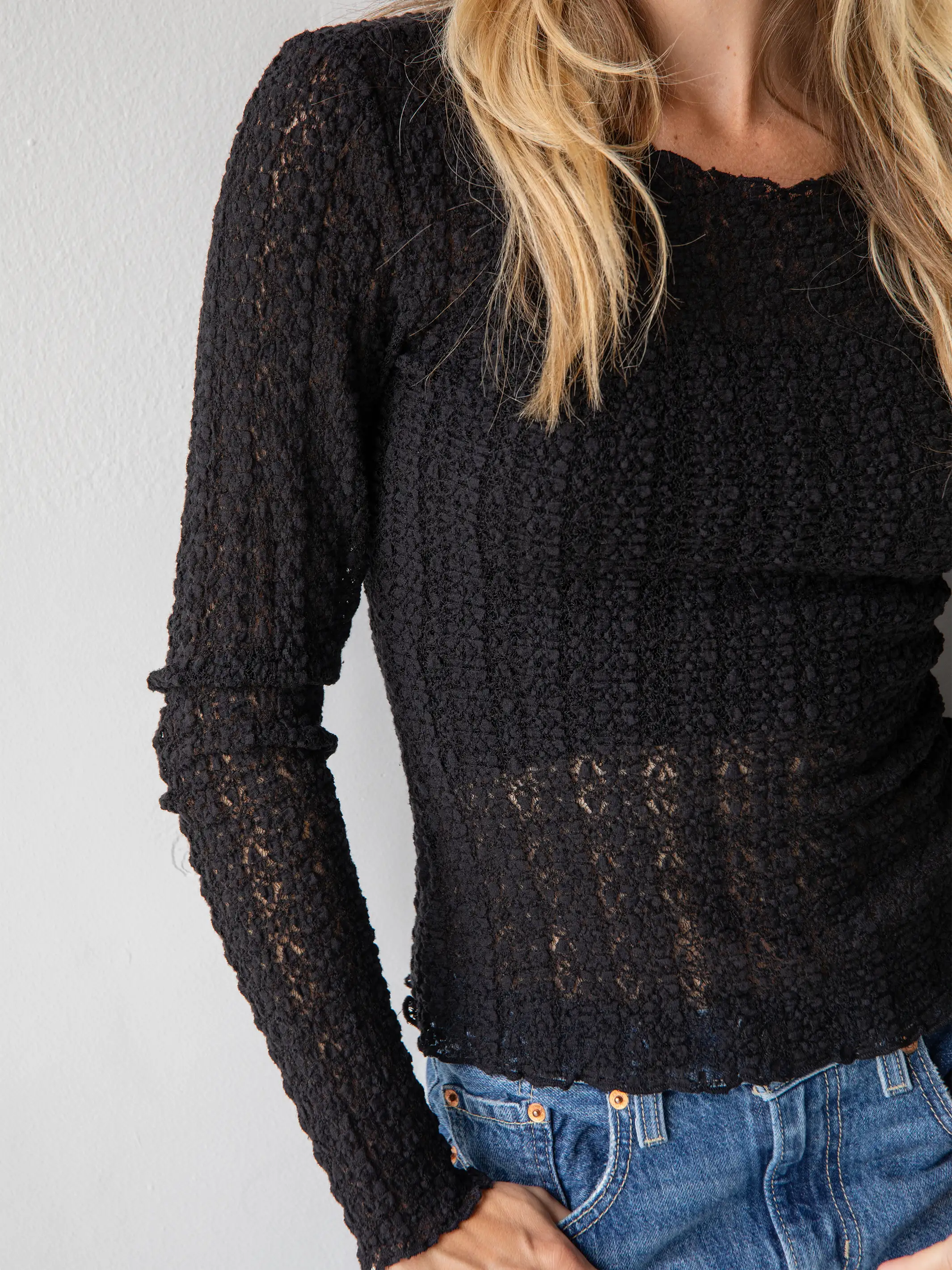 Lace Layering Top - Black - Image 2