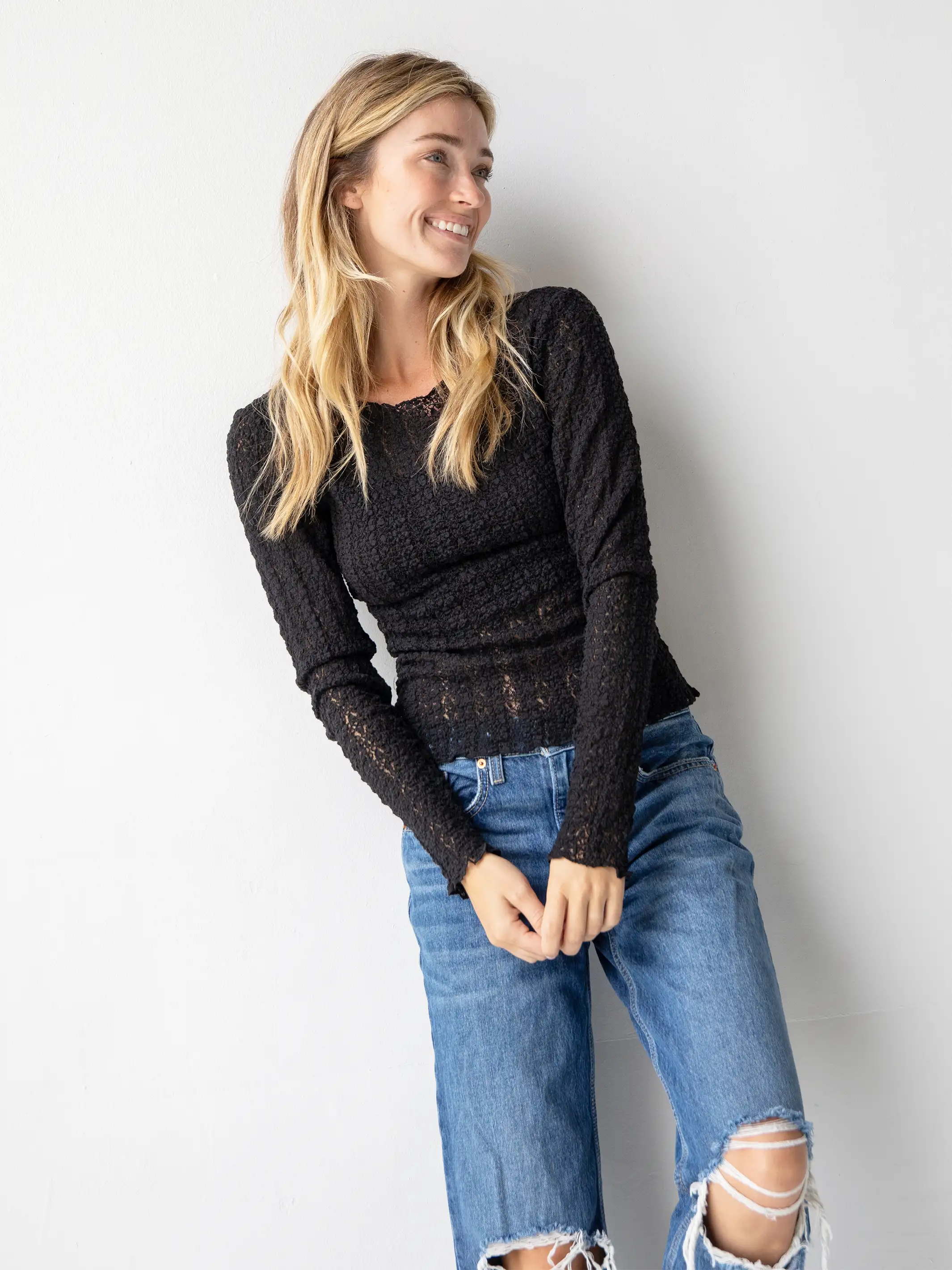 Lace Layering Top - Black - Image 5