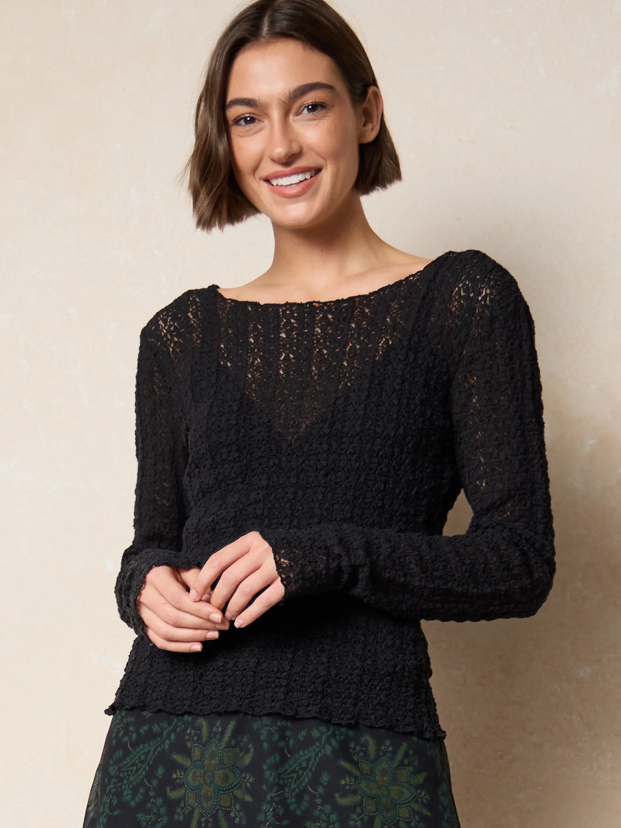 Lace Layering Top - Black - Image 6