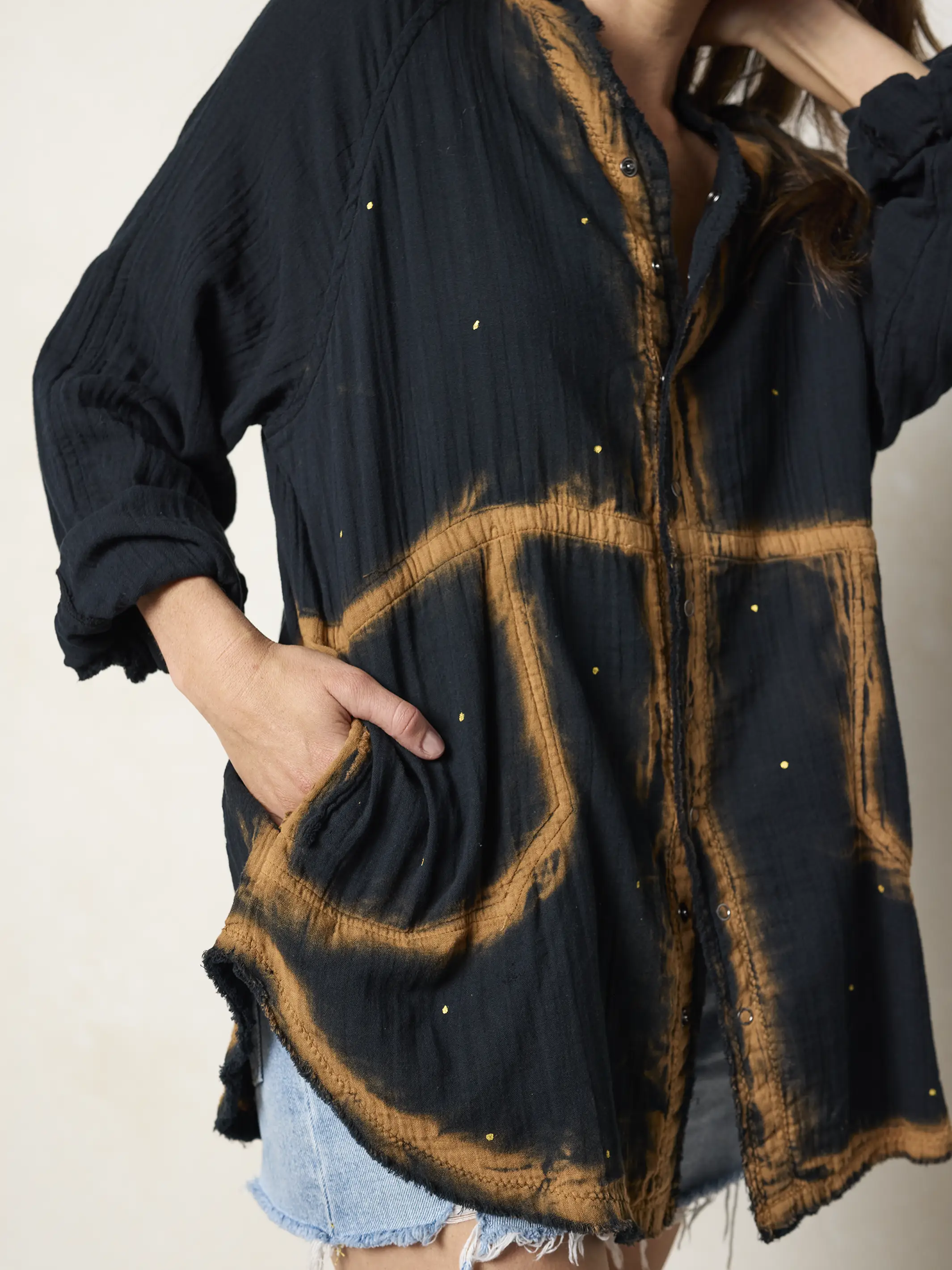 Laid Back Cotton Button Down Top - Black Heart - Image 5