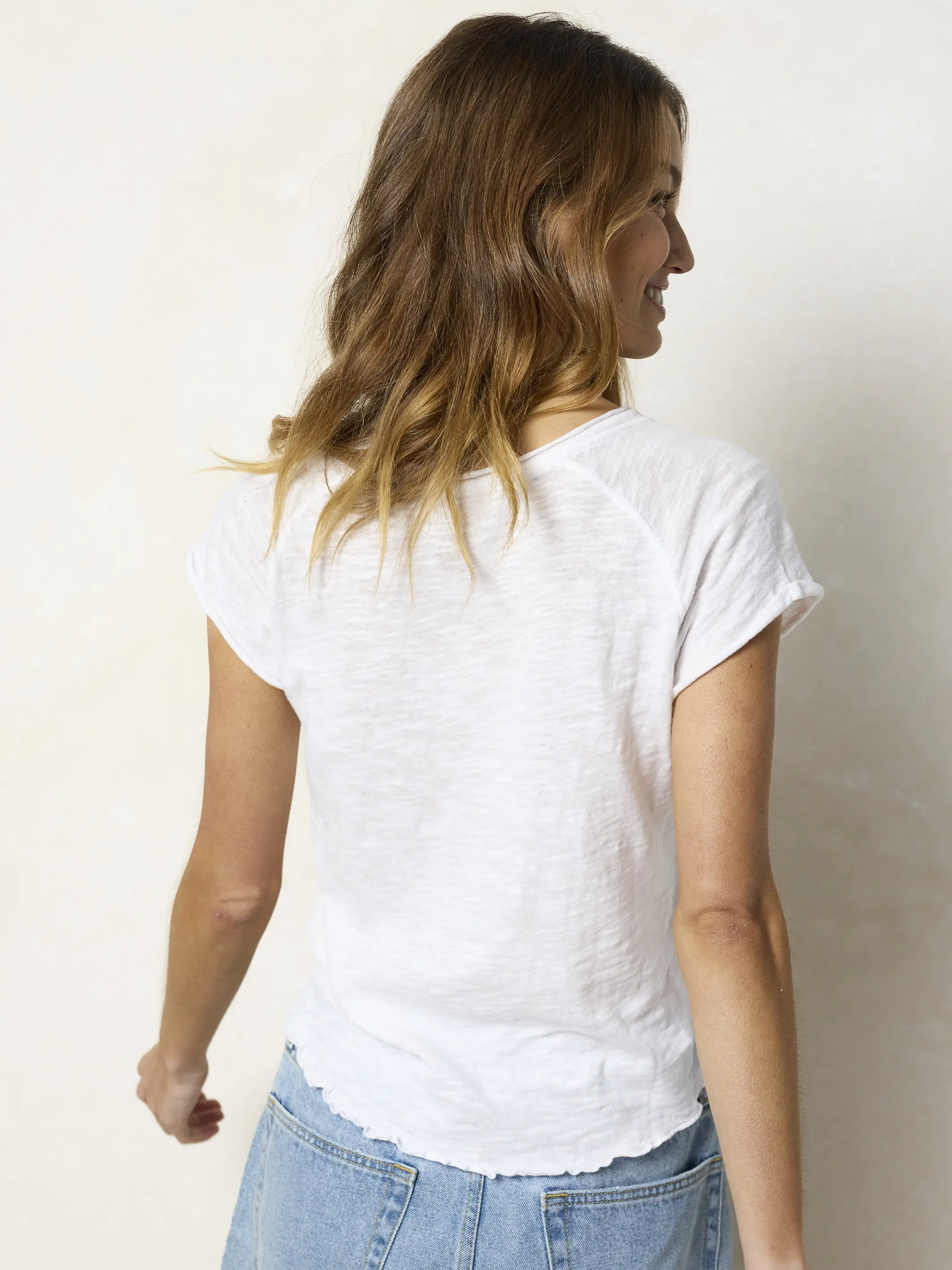 Lily Cotton Short Sleeve Tee Shirt - White - Image 4