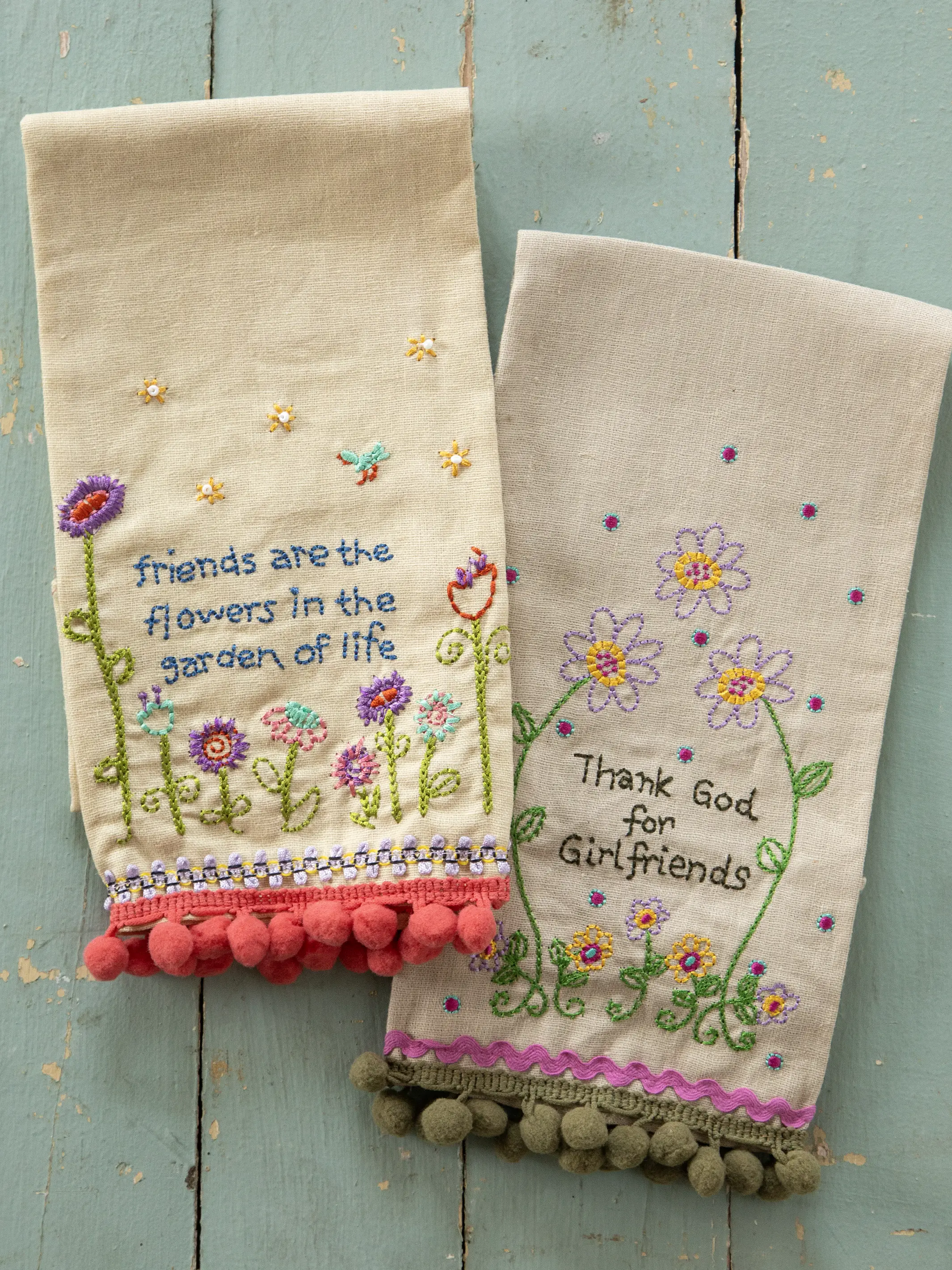 Linen Embroidered Hand Towel - Girlfriends - Image 3