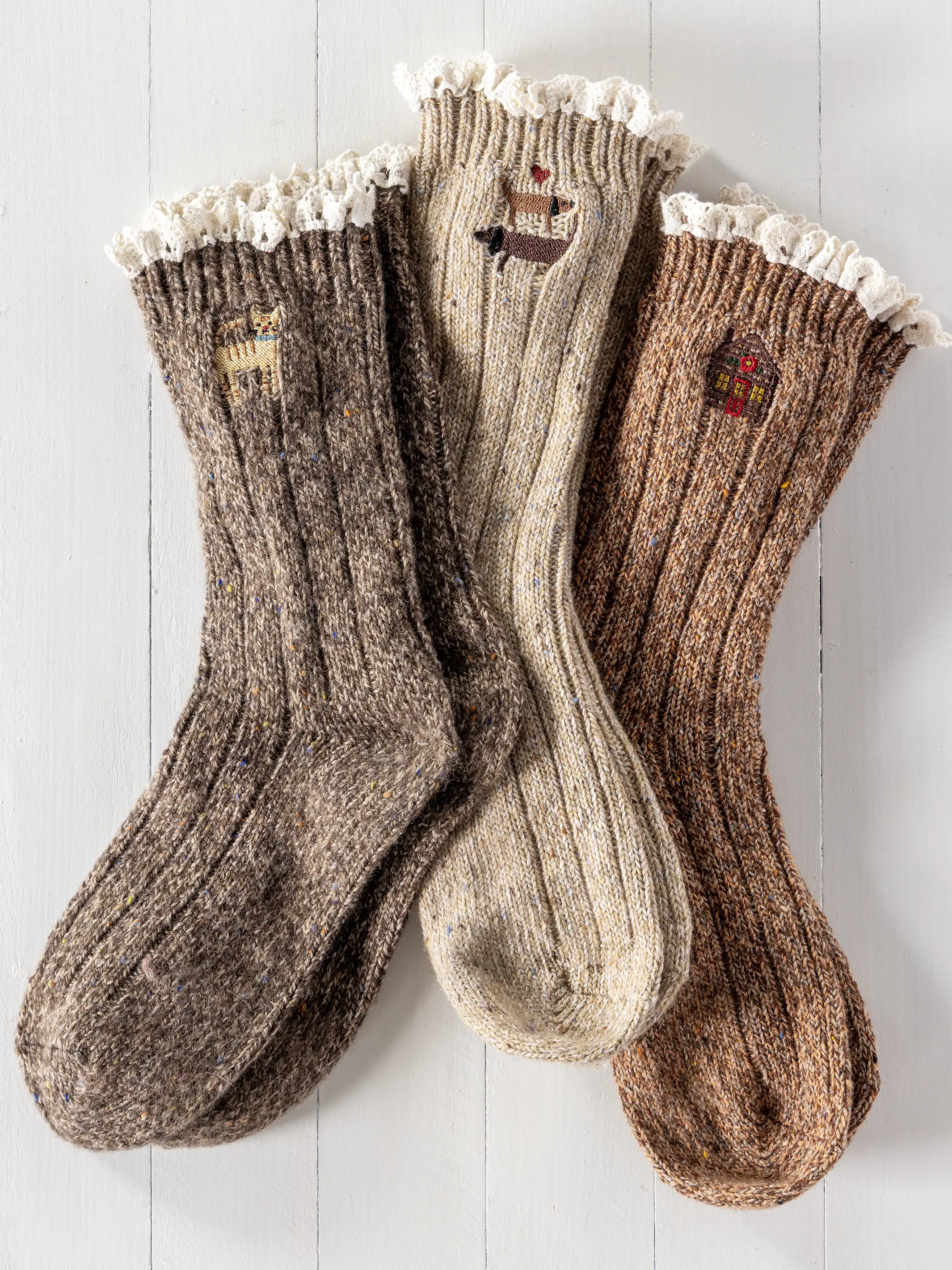 Little Things Embroidered Socks - Cat - Image 5