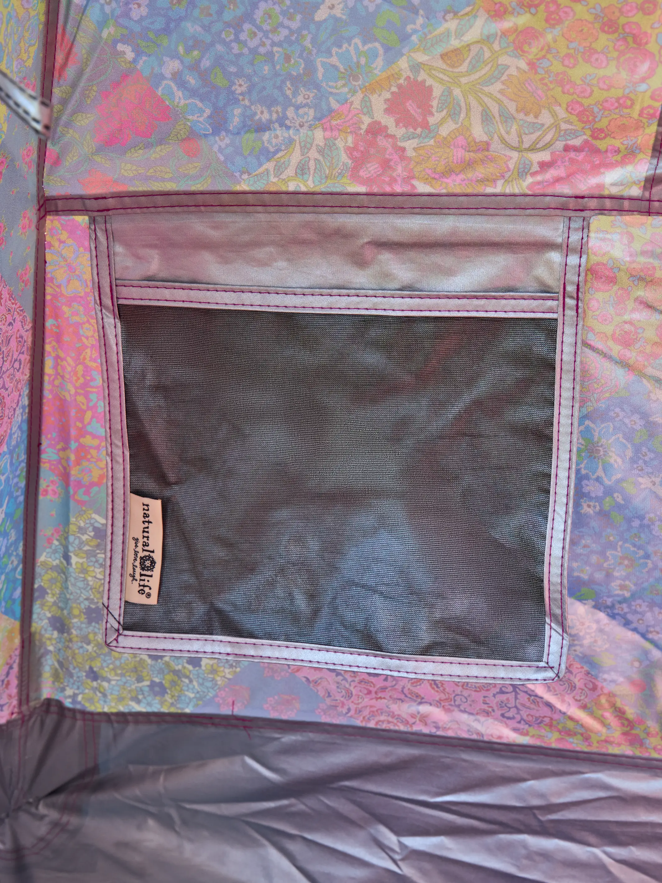 Live Happy Camping Tent - Bright Patchwork Zinnias - Image 6