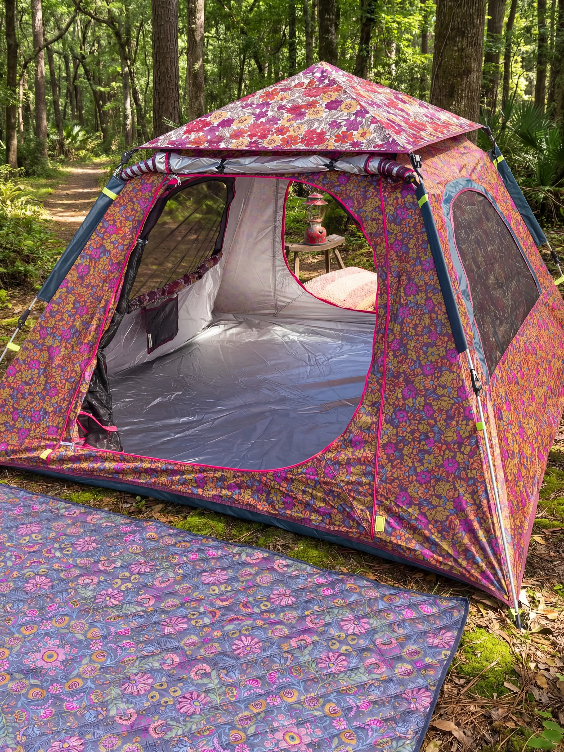 Live Happy Camping Tent - Lush Lilies Plum - Image 4