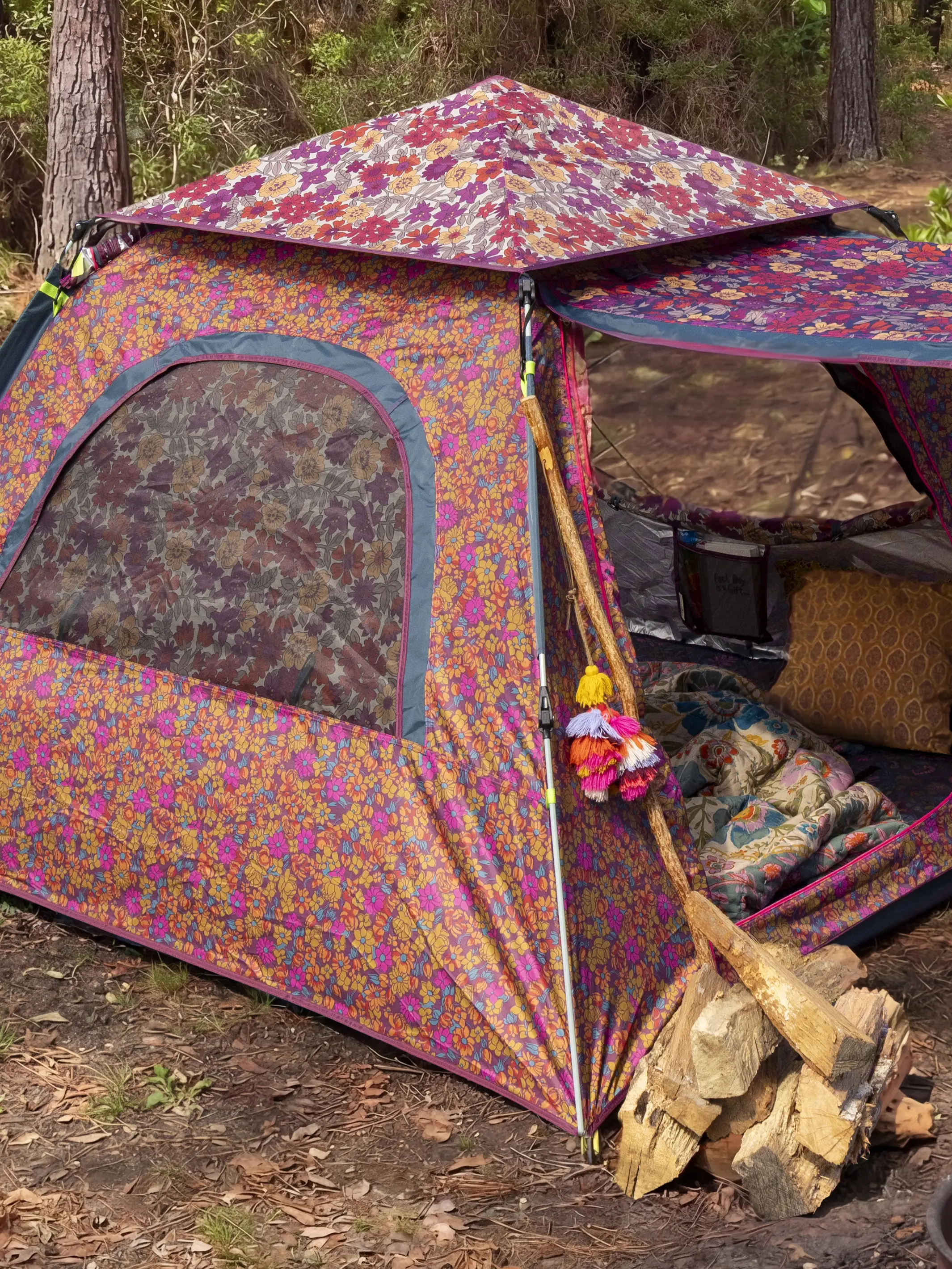 Live Happy Camping Tent - Lush Lilies Plum - Image 5