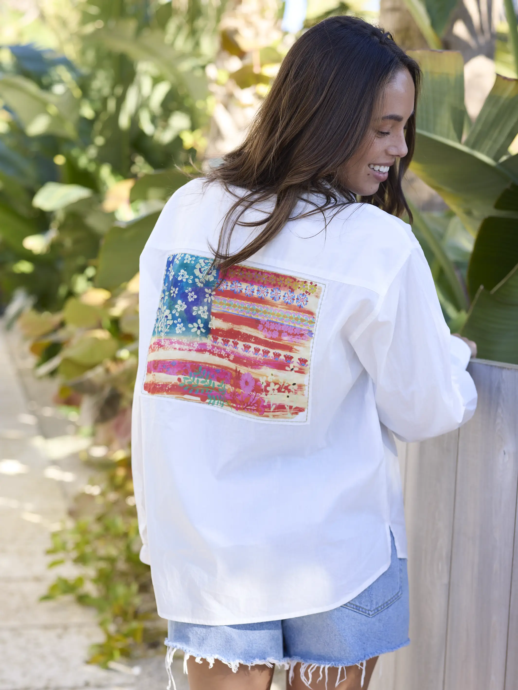 Lived In Applique Cotton Button Down - American Flag - Image 3