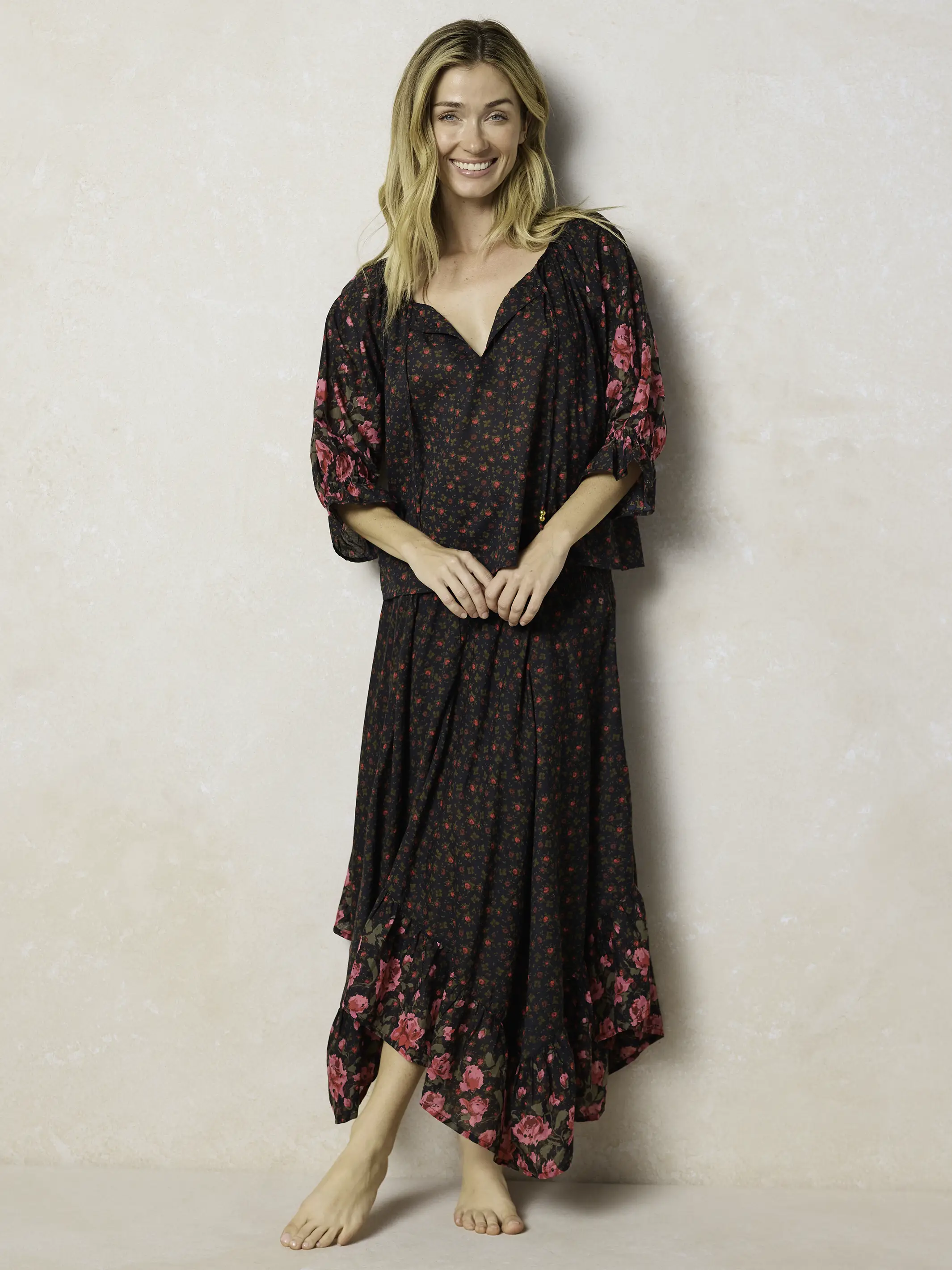 Magnolia Top - Black Fuchsia Floral - Image 3