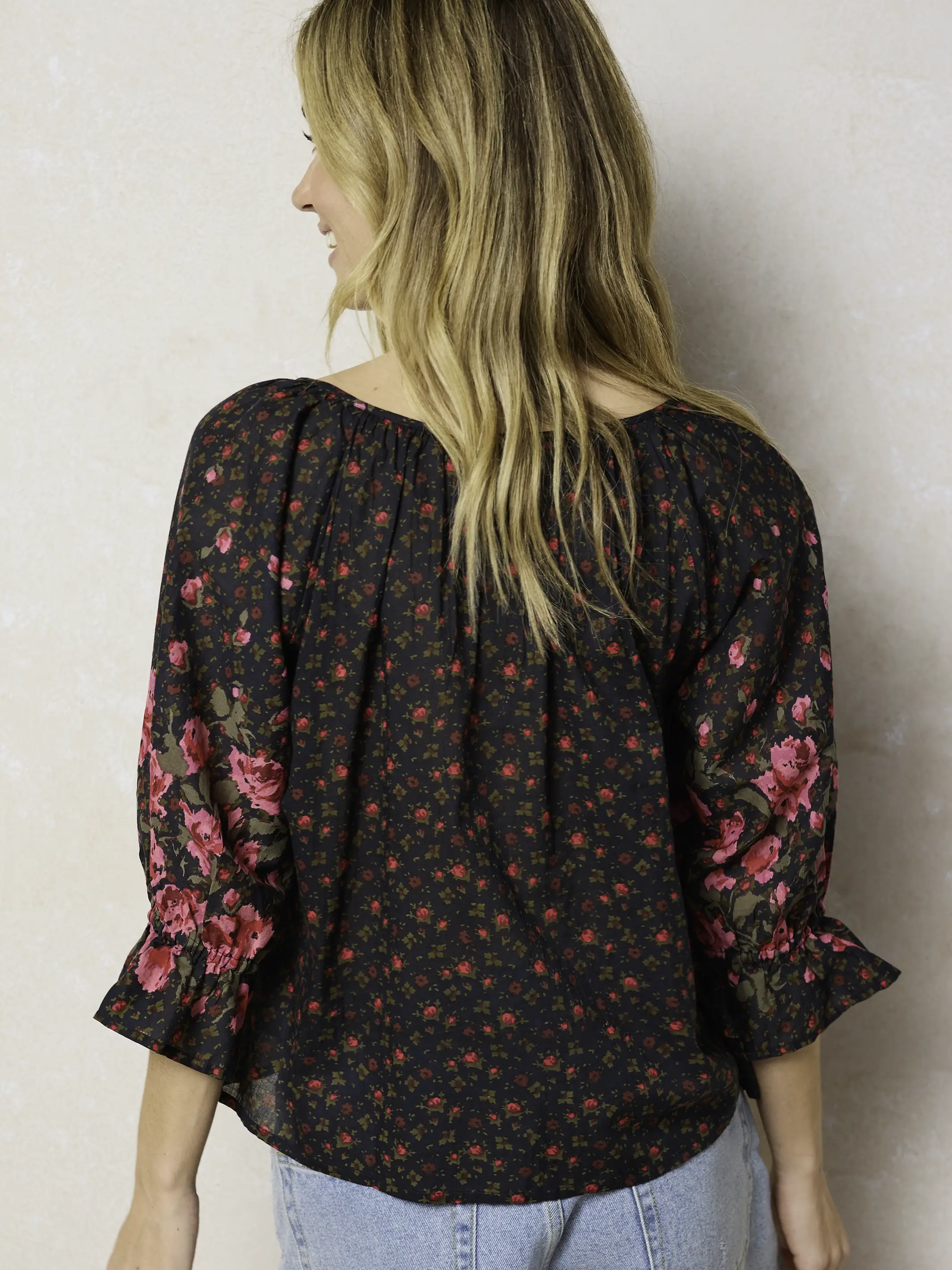Magnolia Top - Black Fuchsia Floral - Image 4