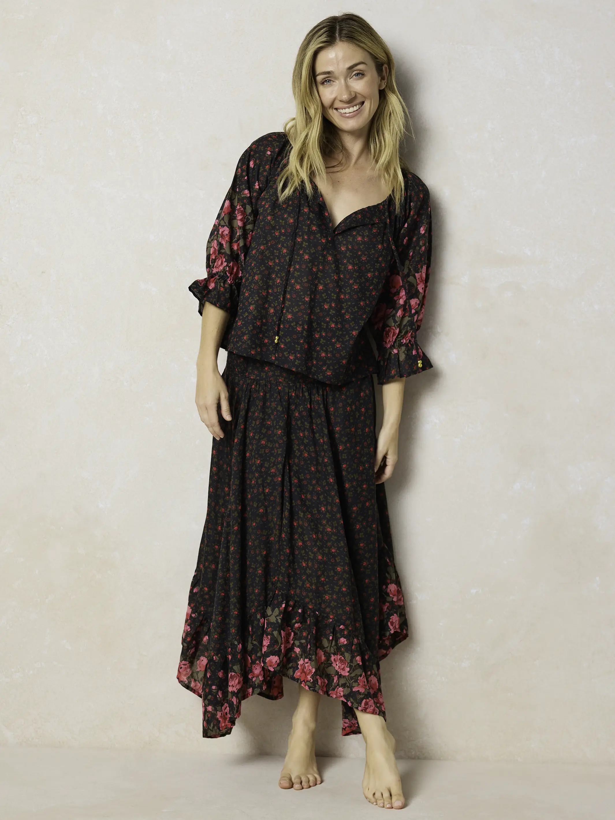 Magnolia Top - Black Fuchsia Floral - Image 5