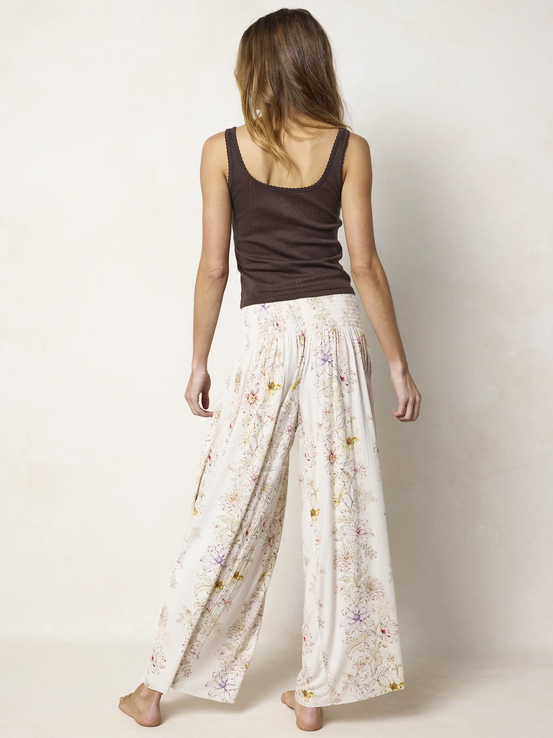 Make A Move "ButterSoft" Knit Palazzo Pants - Ivory Dahlia Rows - Image 6