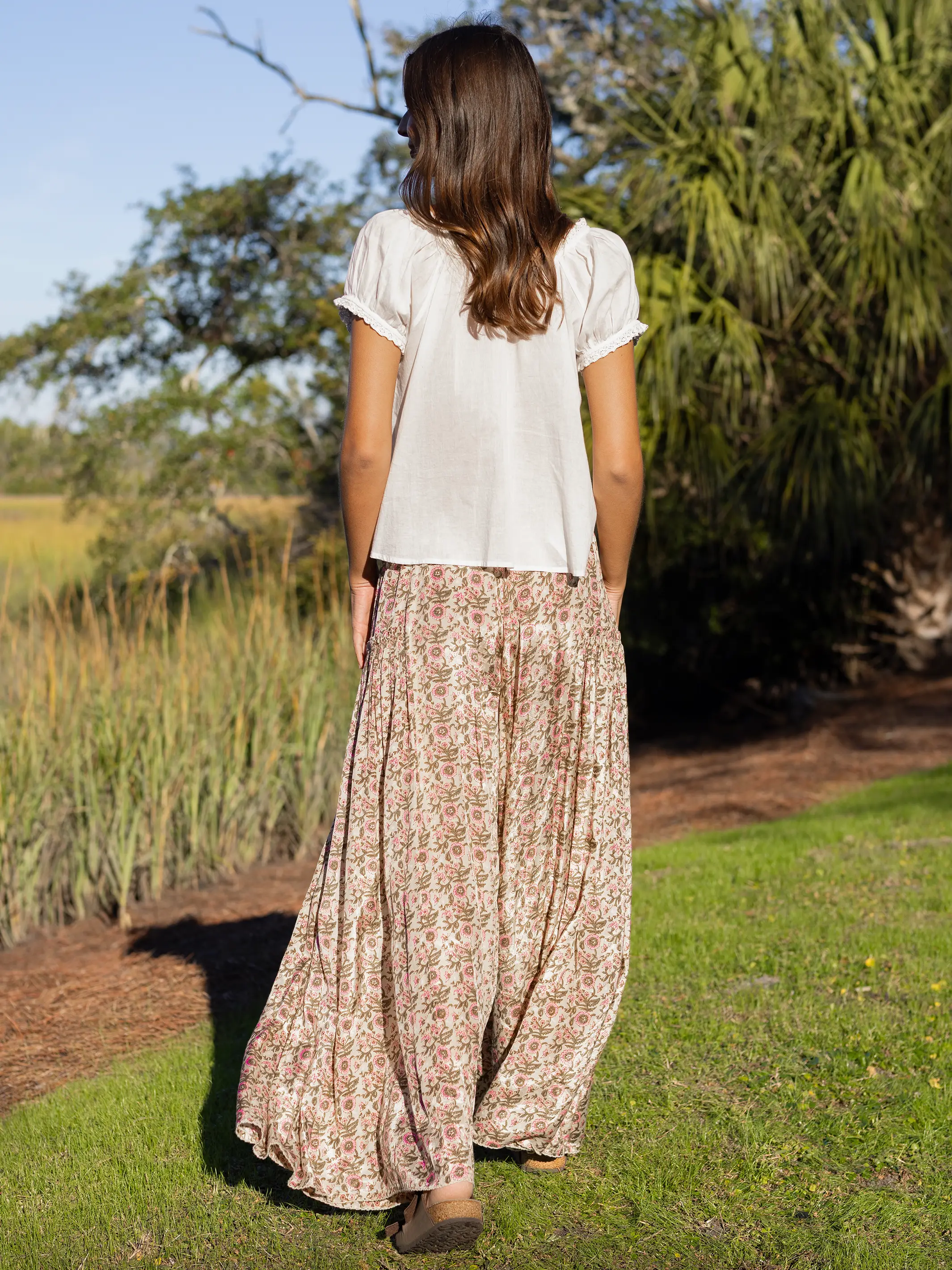 Margaux Wide Leg Pants - Cream Vine Floral - Image 5