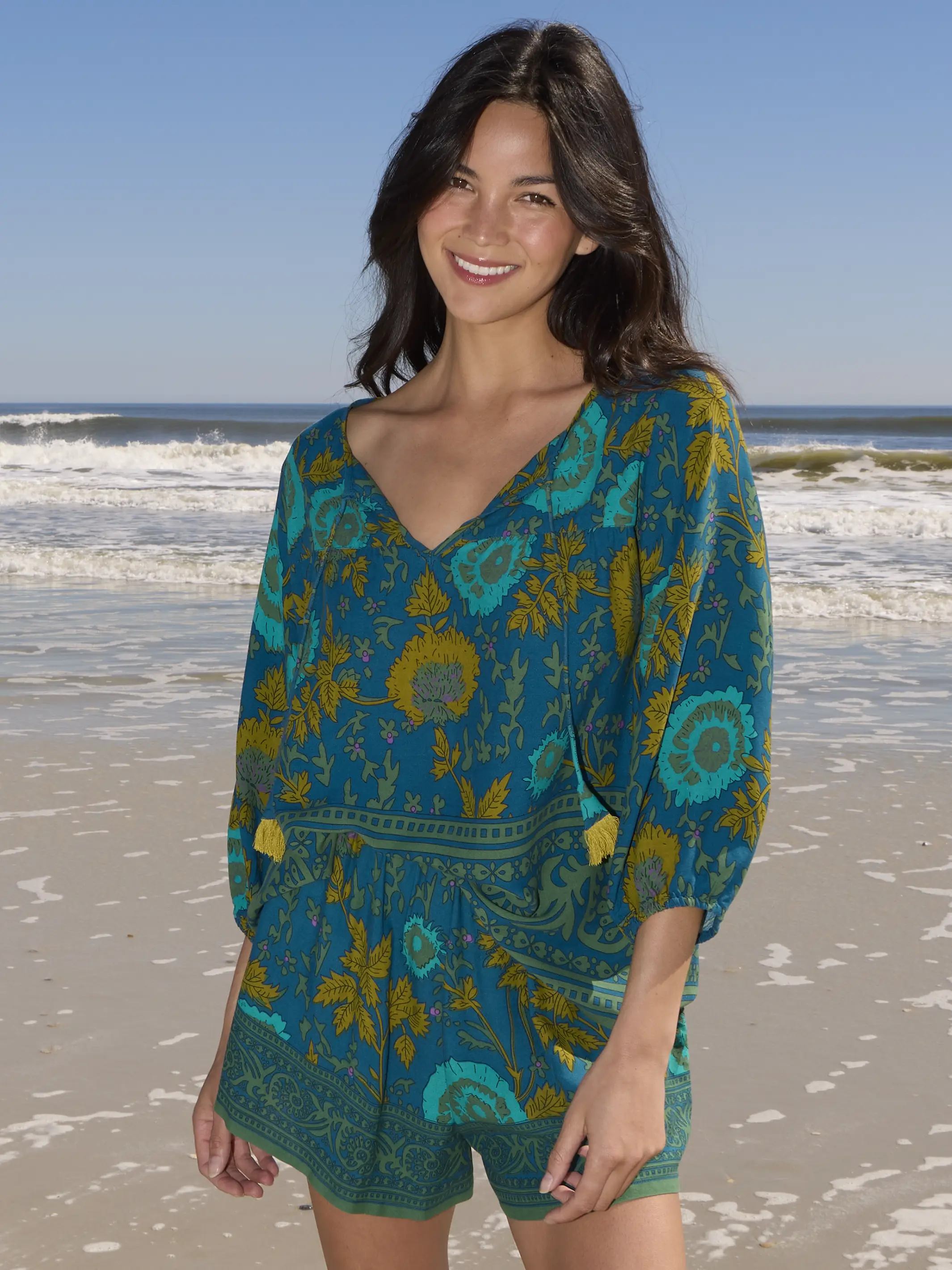 Maribel Shorts - Teal Sage Border - Image 5