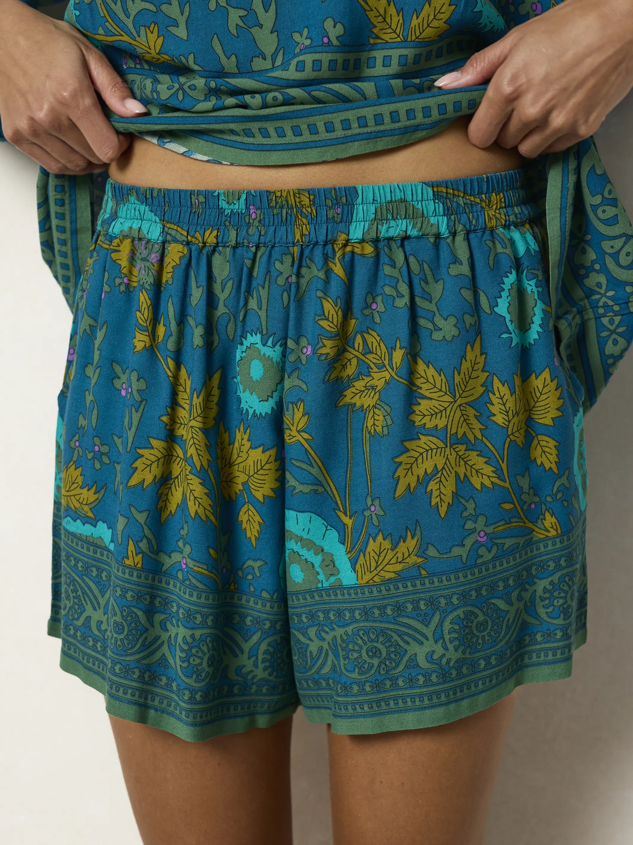 Maribel Shorts - Teal Sage Border - Image 6