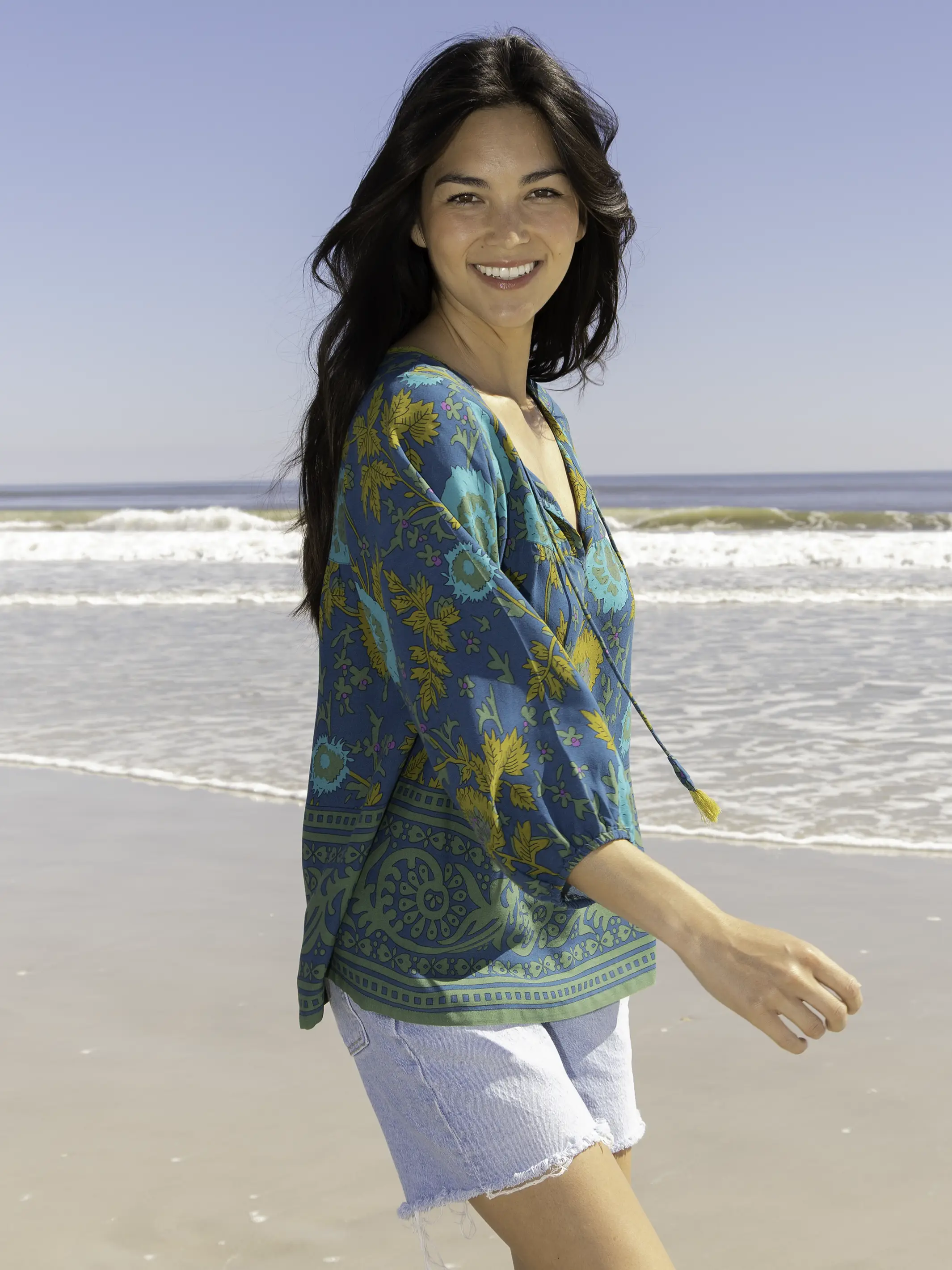 Maribel Top - Teal Sage Border - Image 4