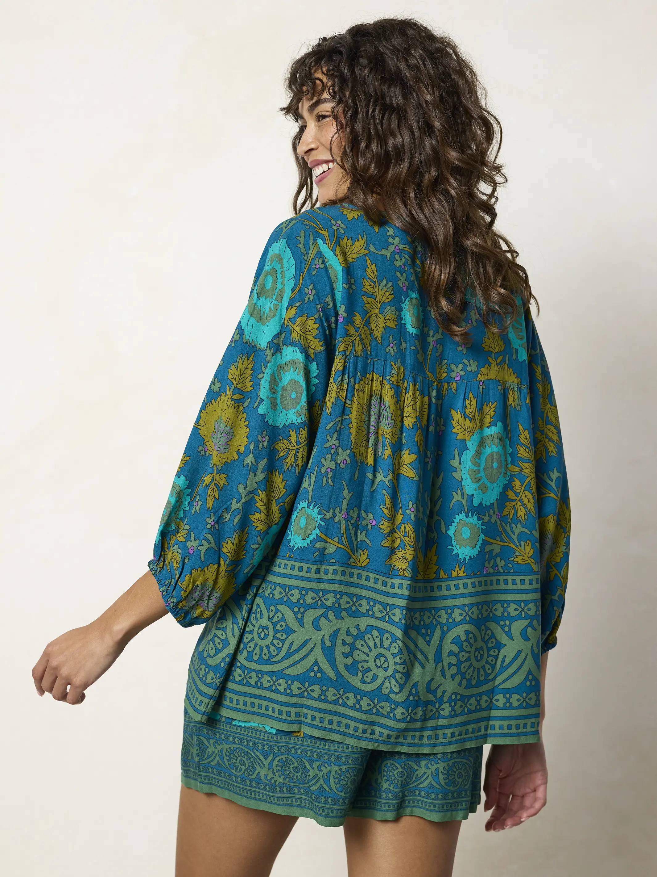 Maribel Top - Teal Sage Border - Image 5