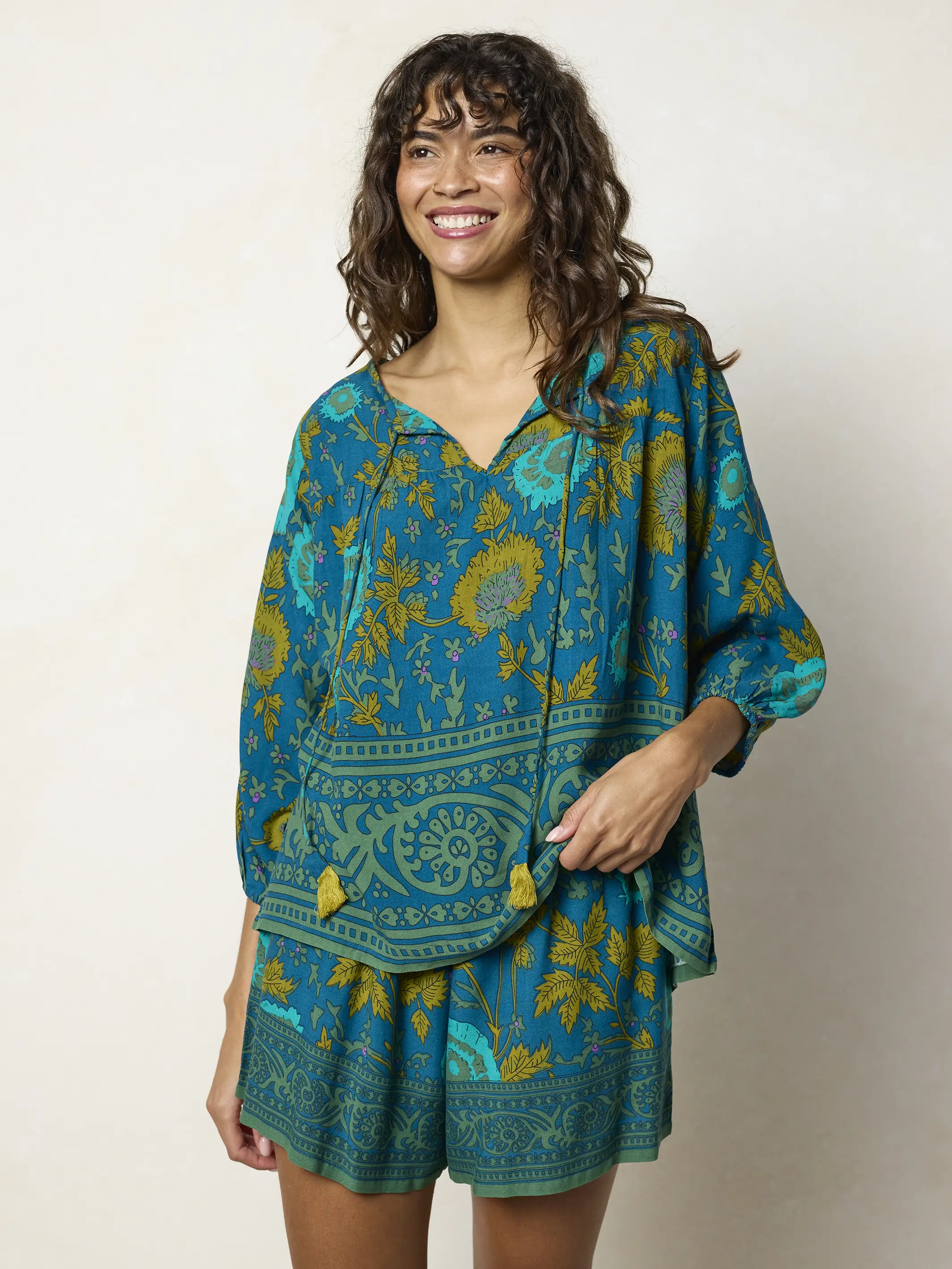Maribel Top - Teal Sage Border - Image 6