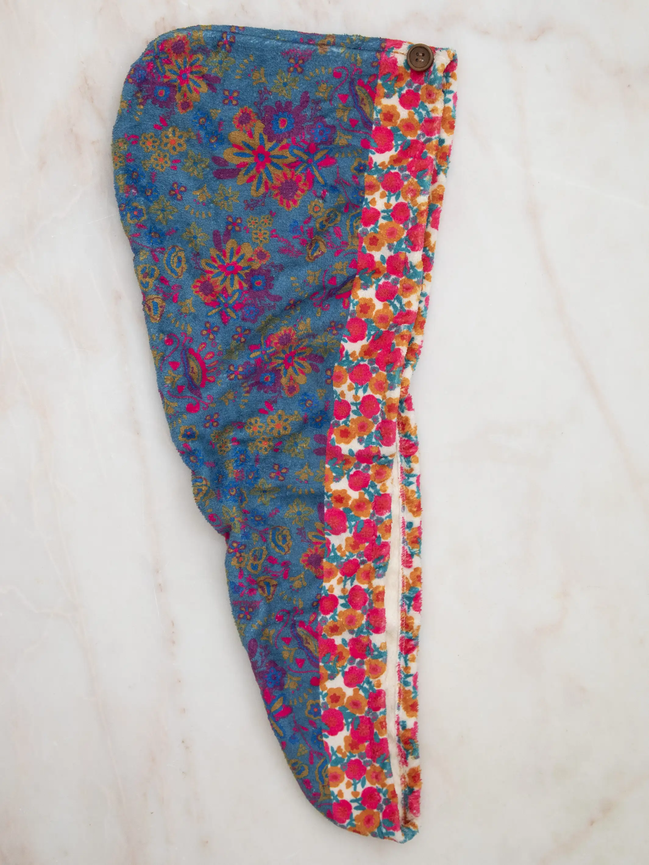 Microfiber Hair Towel Wrap - Teal Floral - Image 2