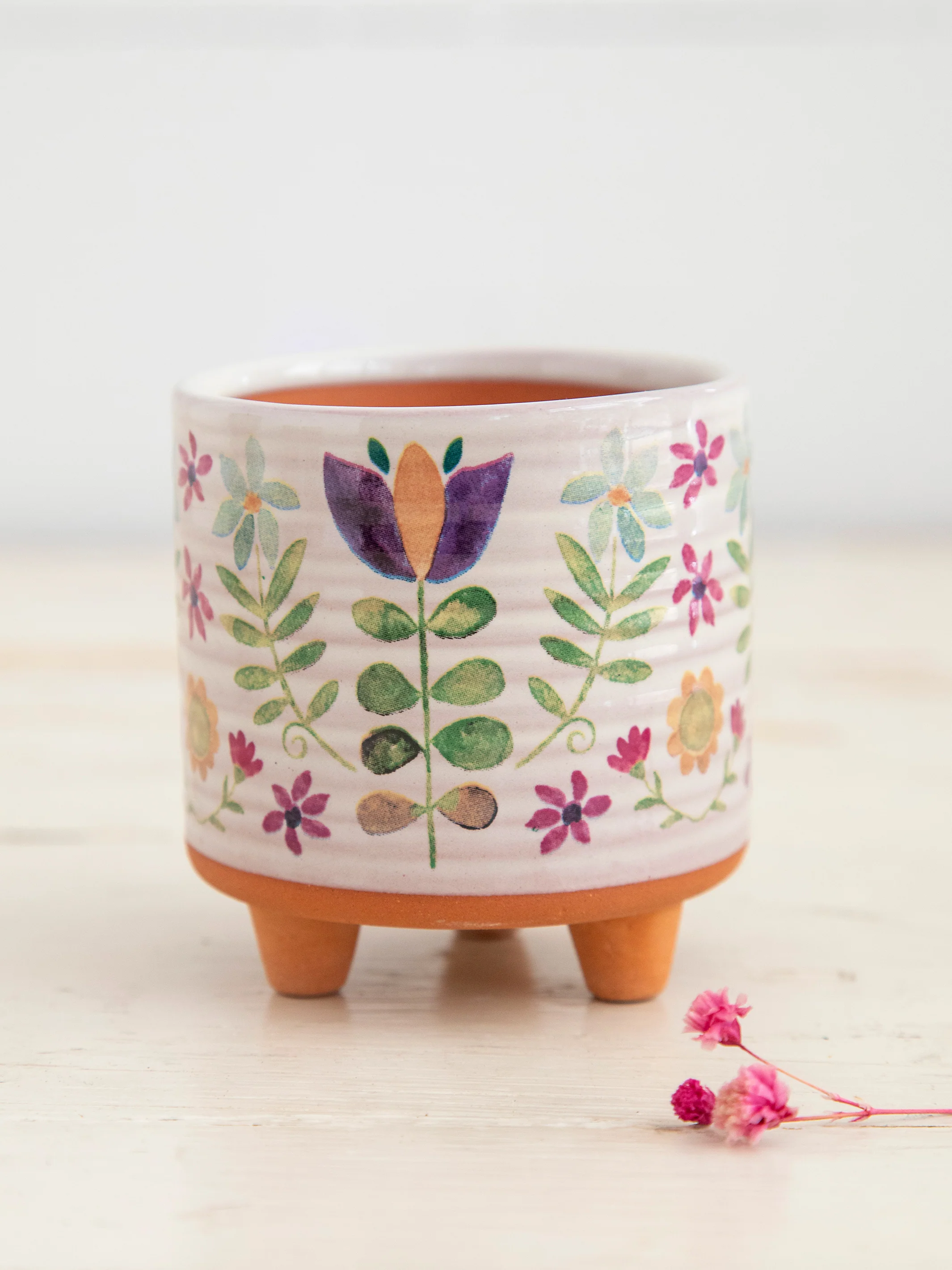 Mini Artisan Planter - Folk Flower - Image 2