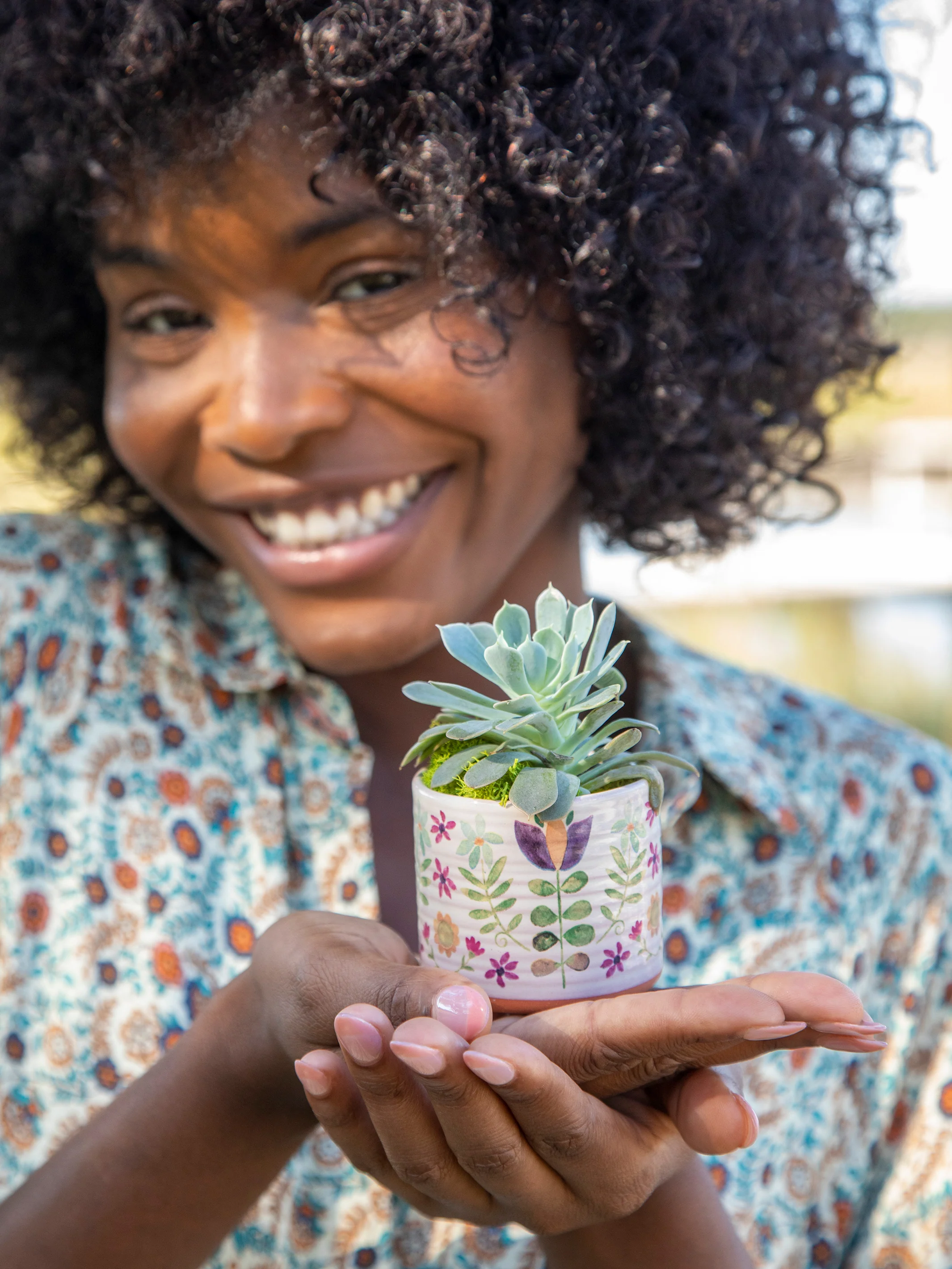 Mini Artisan Planter - Folk Flower - Image 3