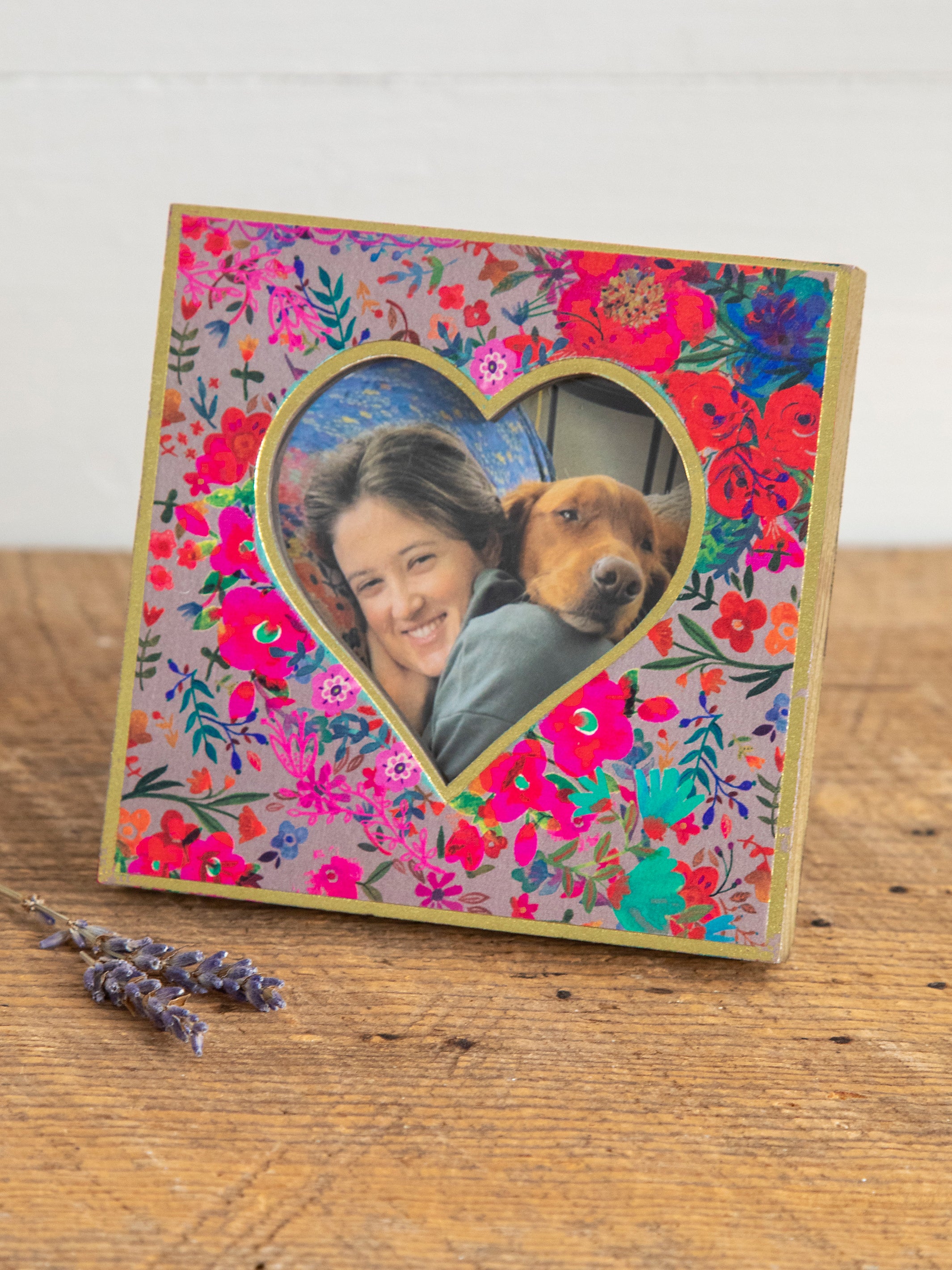 Mini Heart Wooden Picture Frame - Floral - Image 2
