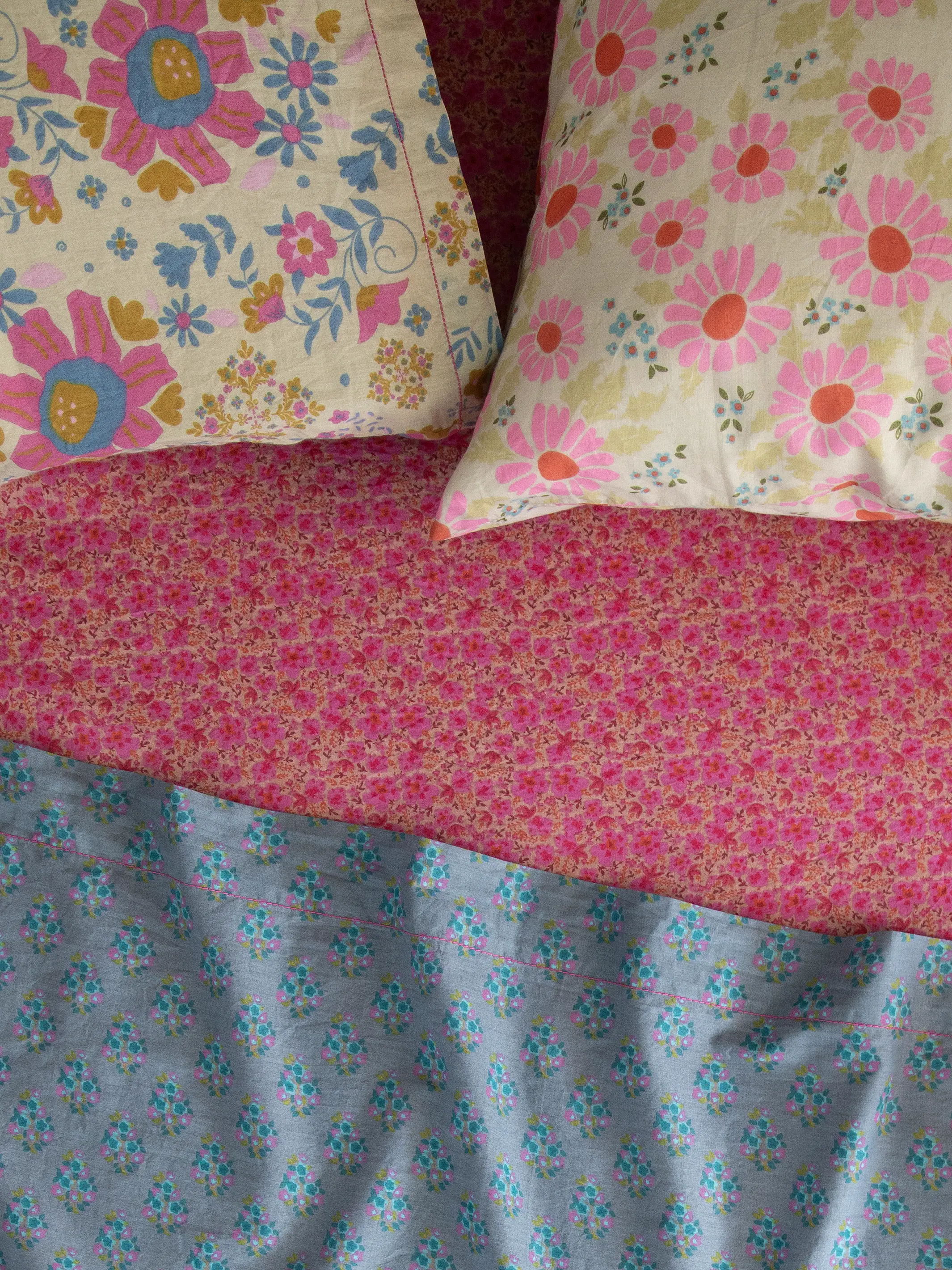 Mix & Match Cotton Fitted Sheet - Pink Marlow - Image 3