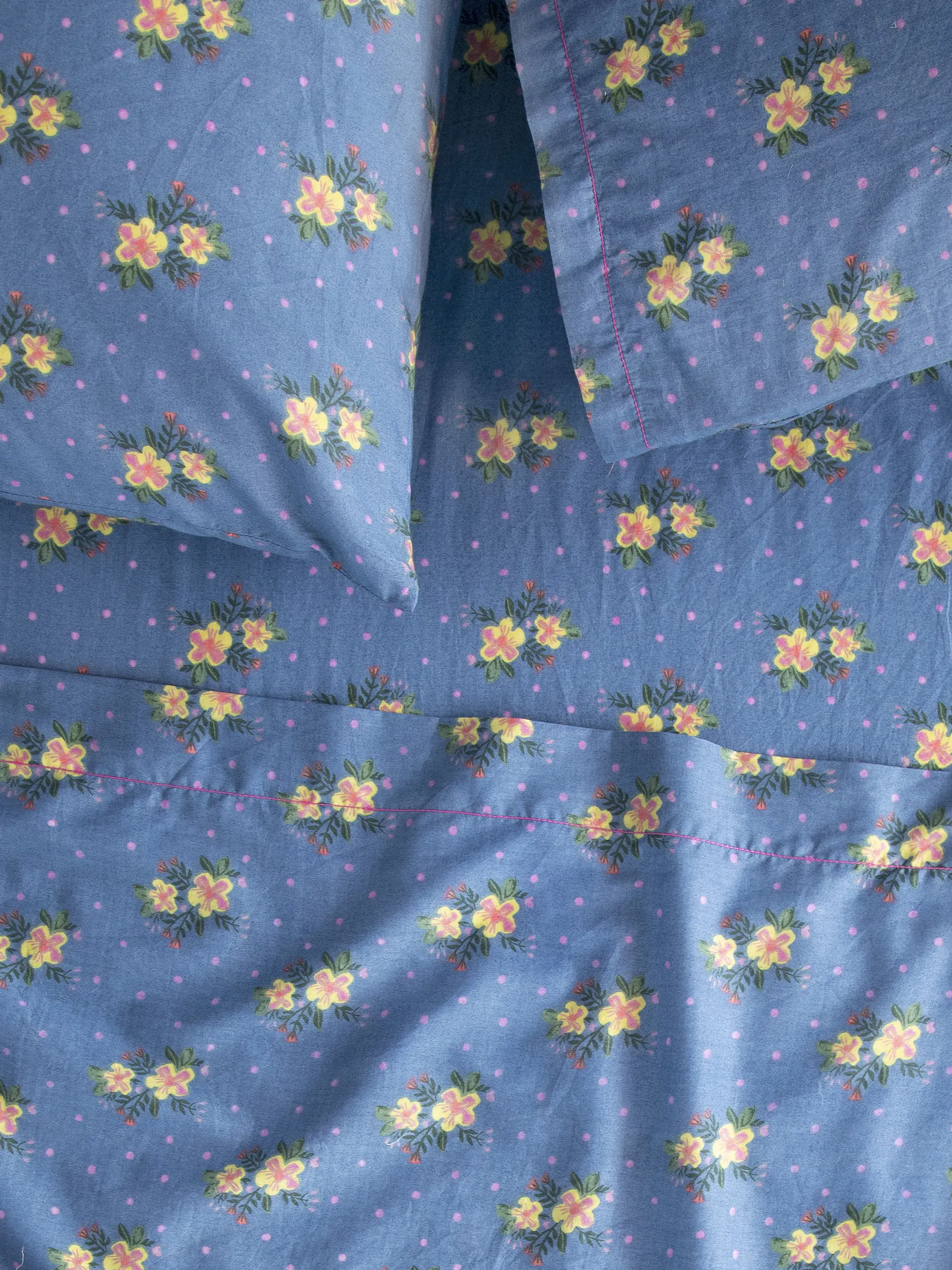 Mix & Match Cotton Flat Sheet - Blue Nora - Image 4