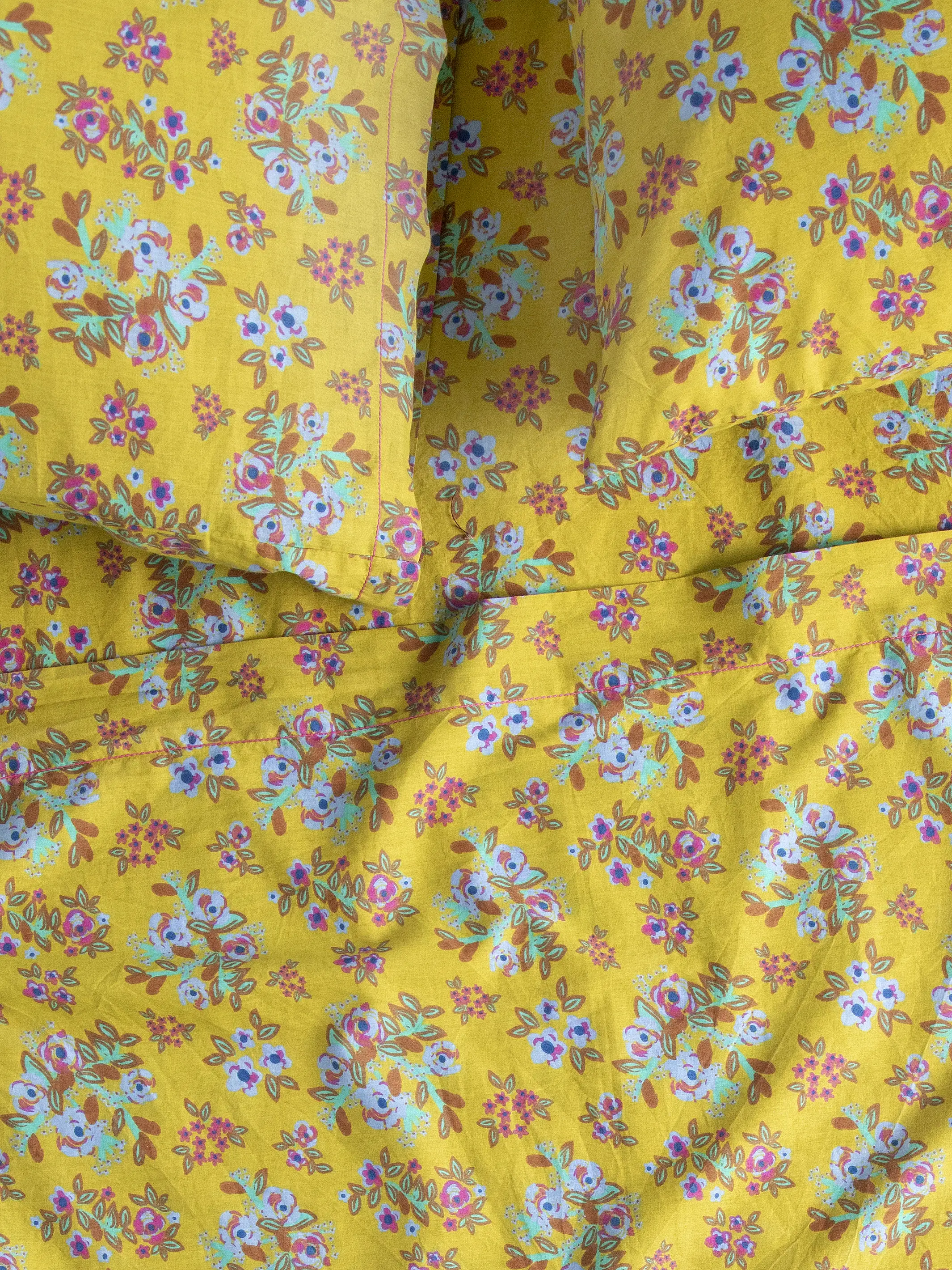 Mix & Match Cotton Flat Sheet - Chartreuse Bouquet Blooms - Image 4