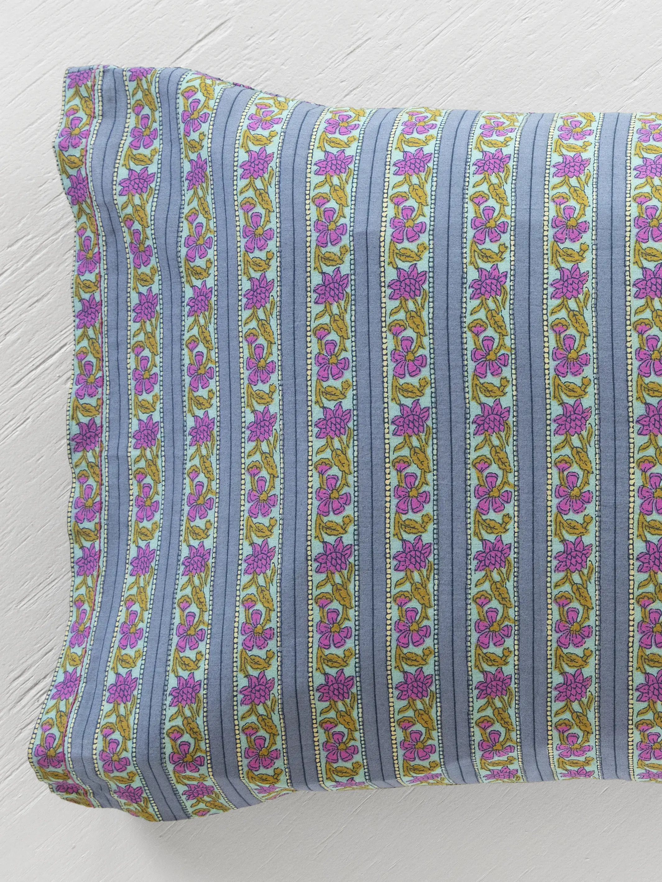 Mix & Match Cotton Pillowcase, Single - Indigo Vines - Image 2