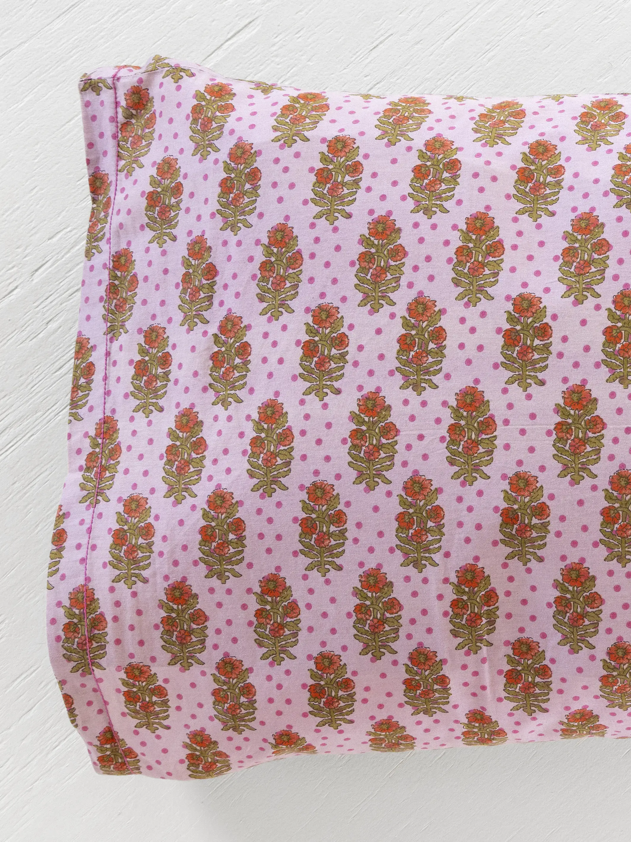 Mix & Match Cotton Pillowcase, Single - Pink Polka Dot - Image 4